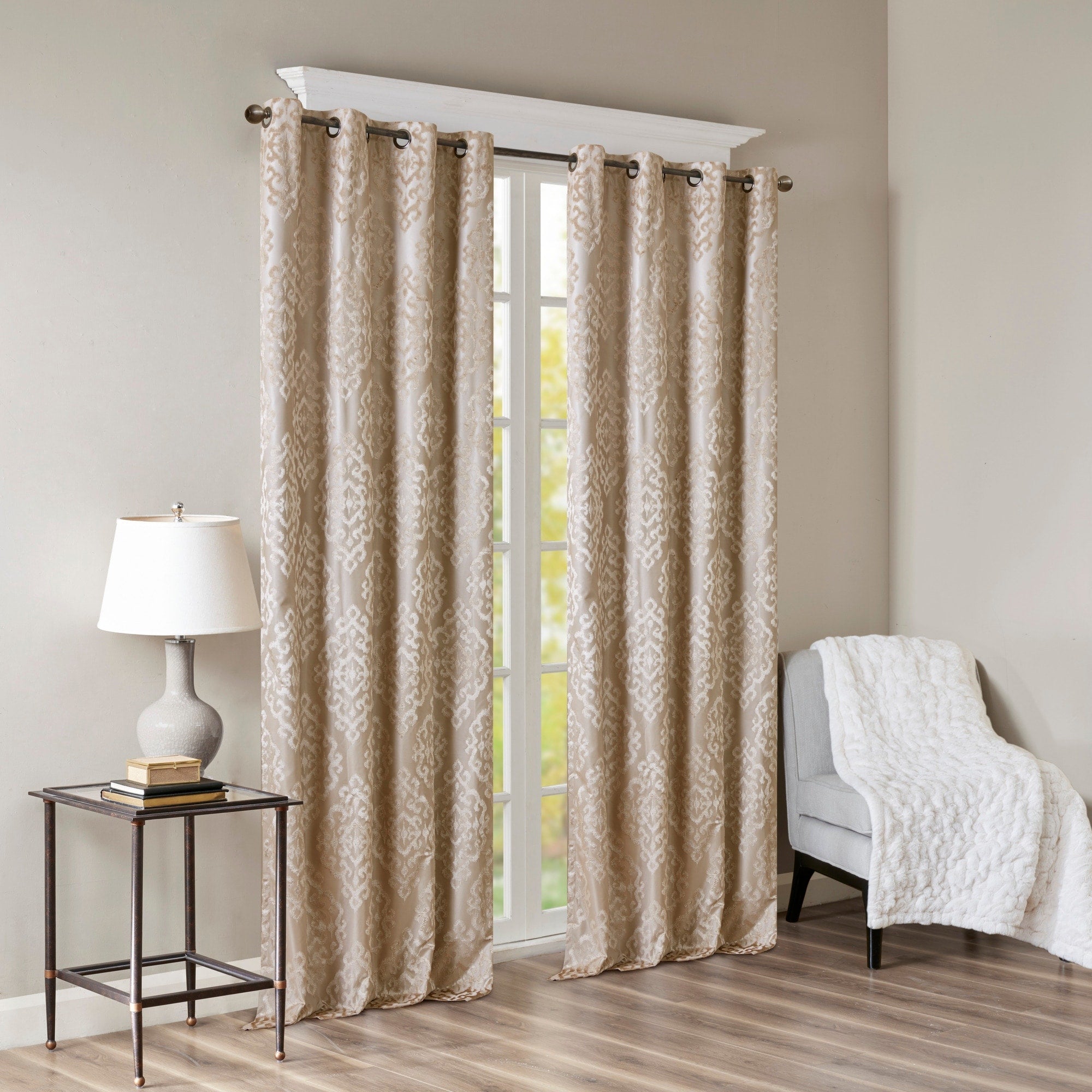 SunSmart Mirage Knitted Jacquard Total Blackout Grommet Window Curtain Panel