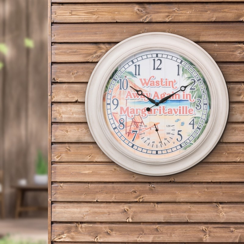 La Crosse 433-3267MVT 26.2 Outdoor Whitewash Margaritaville Clock