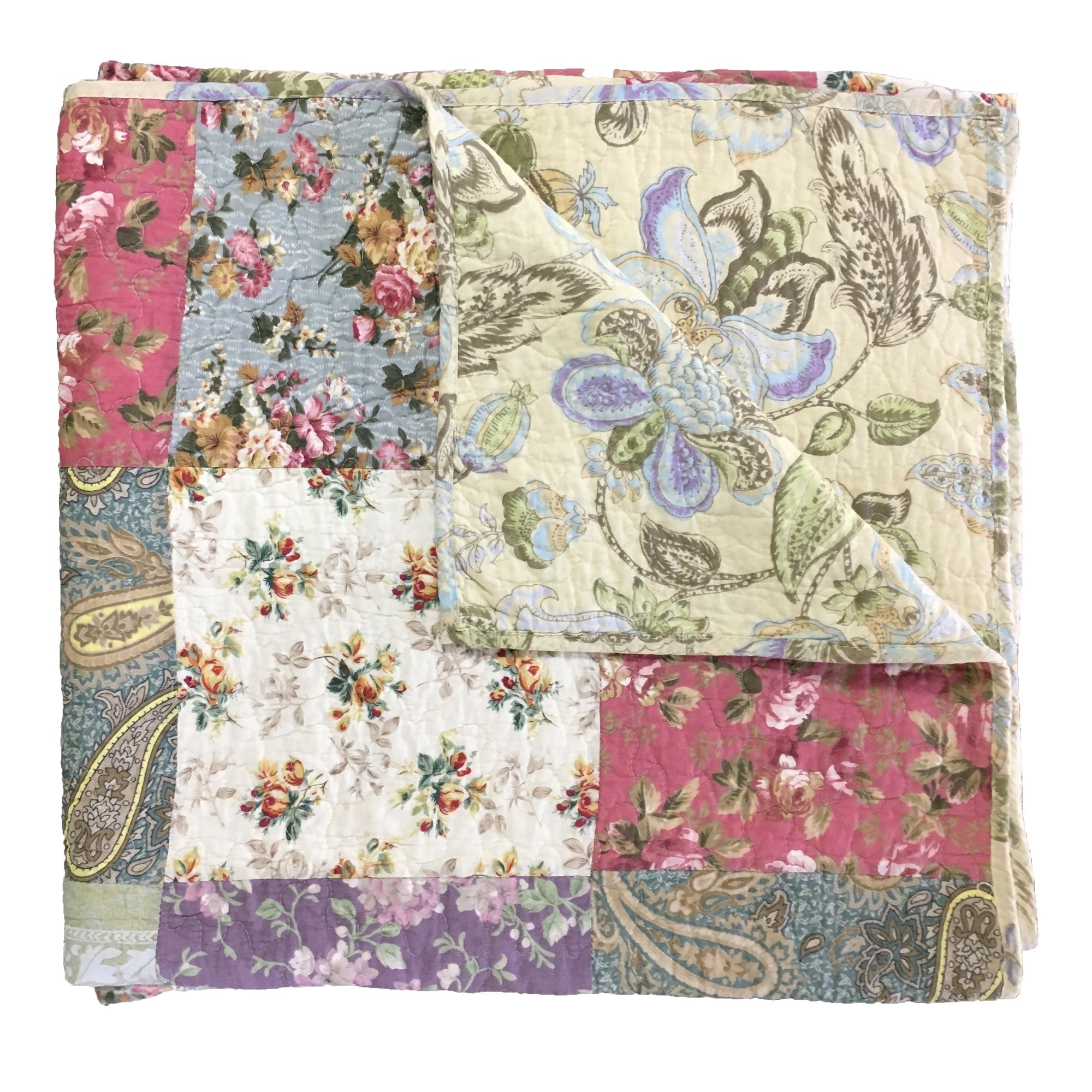 Greenland Home Fashions Blooming Prairie 100% Cotton Authentic Patchwork Throw Quilt