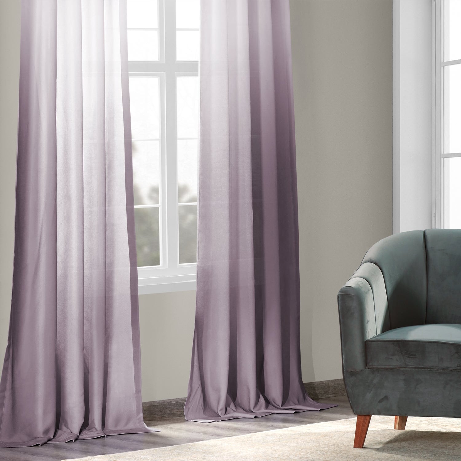 Exclusive Fabrics Ombre Faux Linen Light Filtering Curtains (1 Panel) - Lightweight Elegance, Natural Light Enhancement