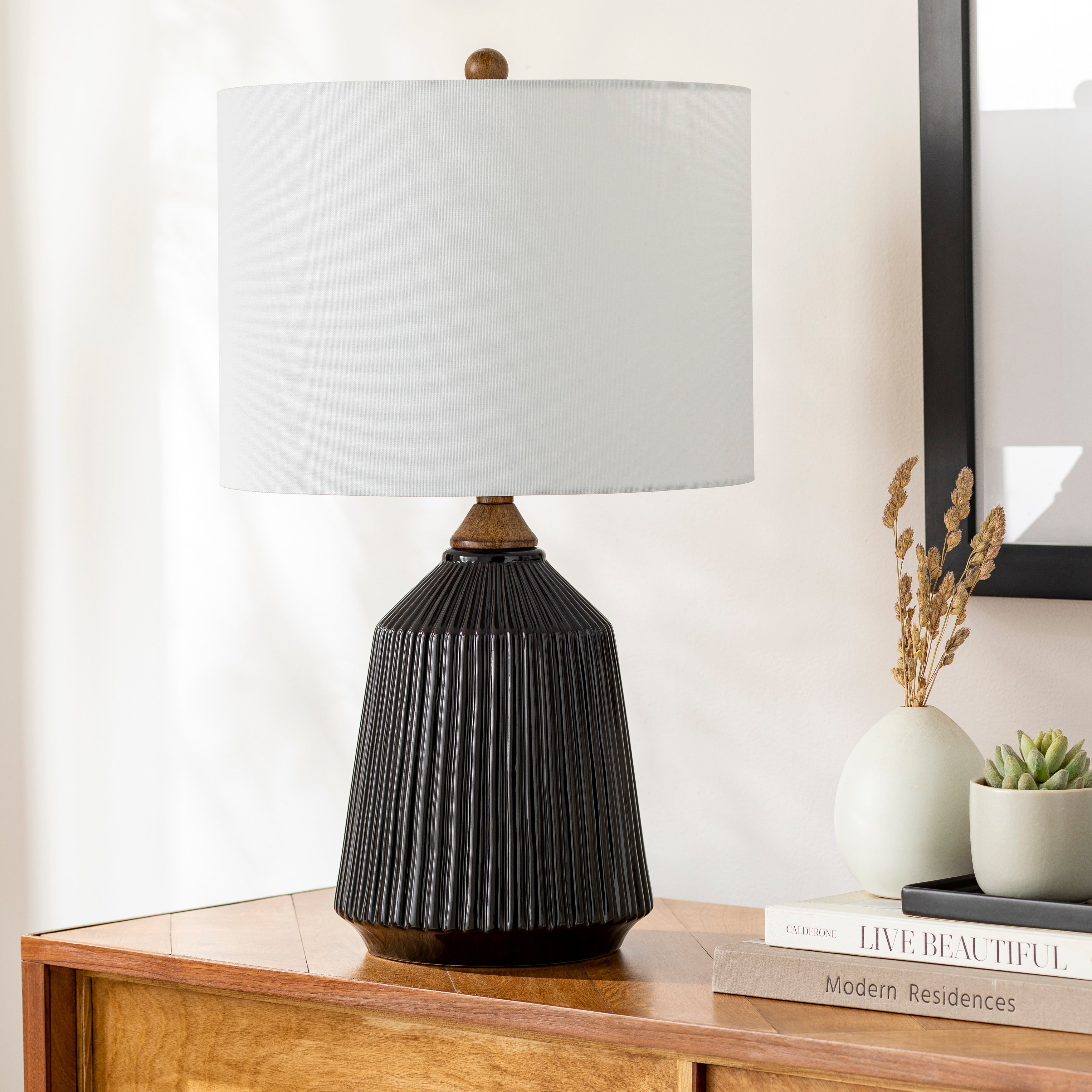 Elesa Modern Ceramic Table Lamp - 26H x 15W x 15D