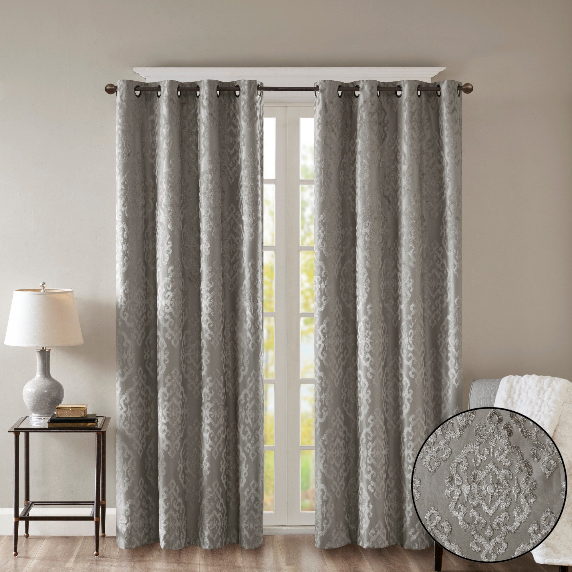 SunSmart Mirage Knitted Jacquard Total Blackout Grommet Window Curtain Panel