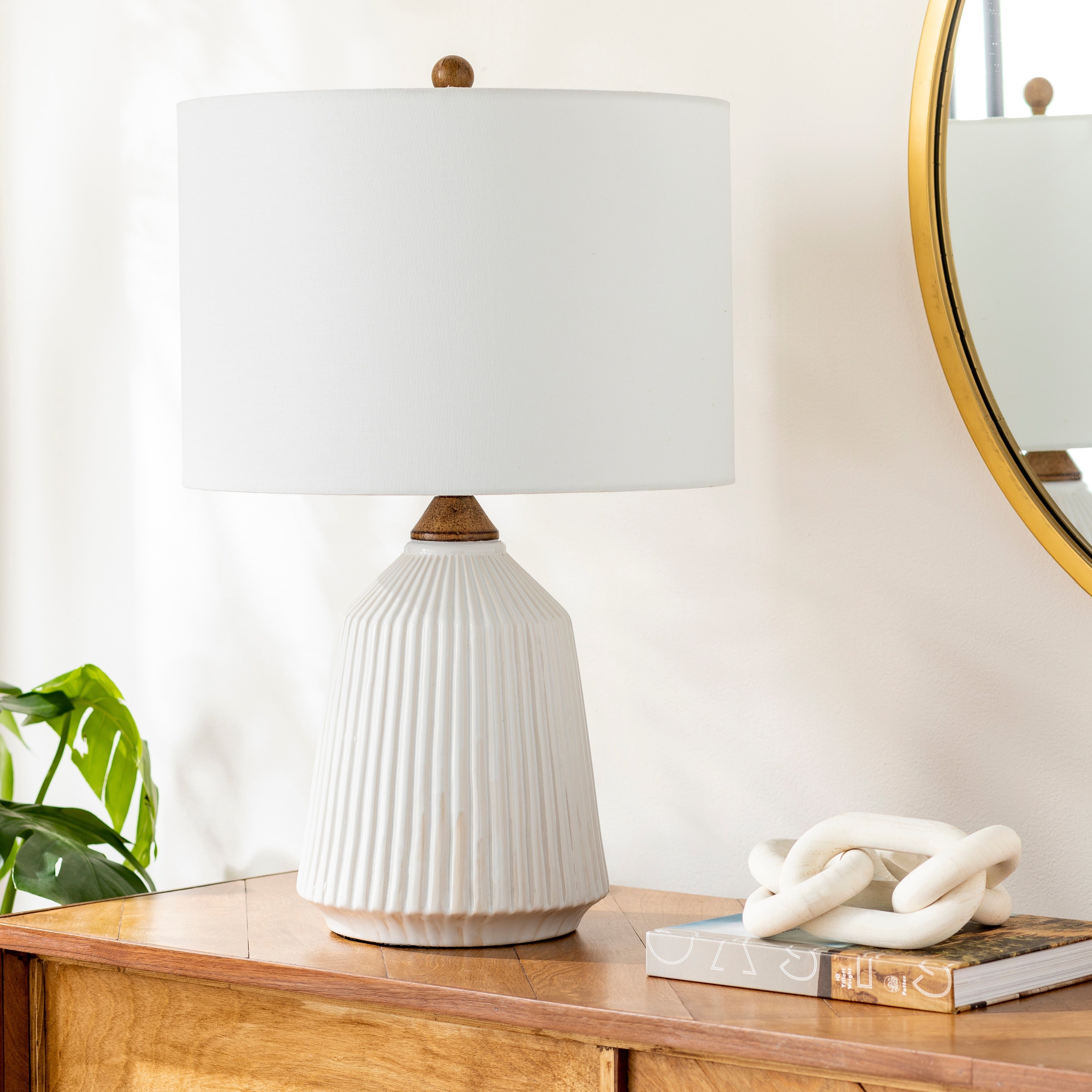 Elesa Modern Ceramic Table Lamp - 26H x 15W x 15D