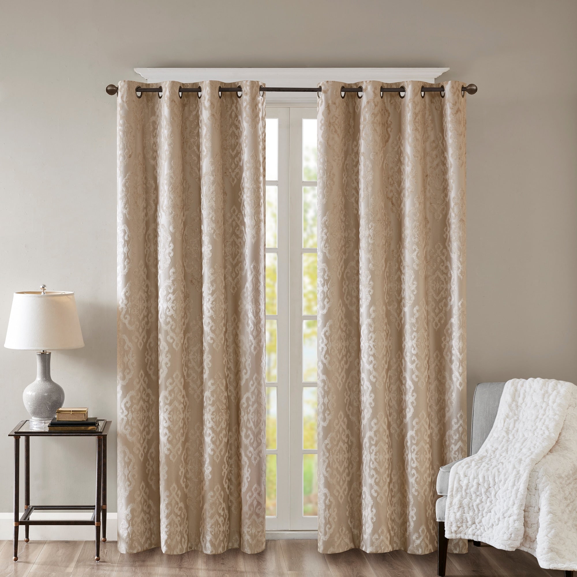 SunSmart Mirage Knitted Jacquard Total Blackout Grommet Window Curtain Panel