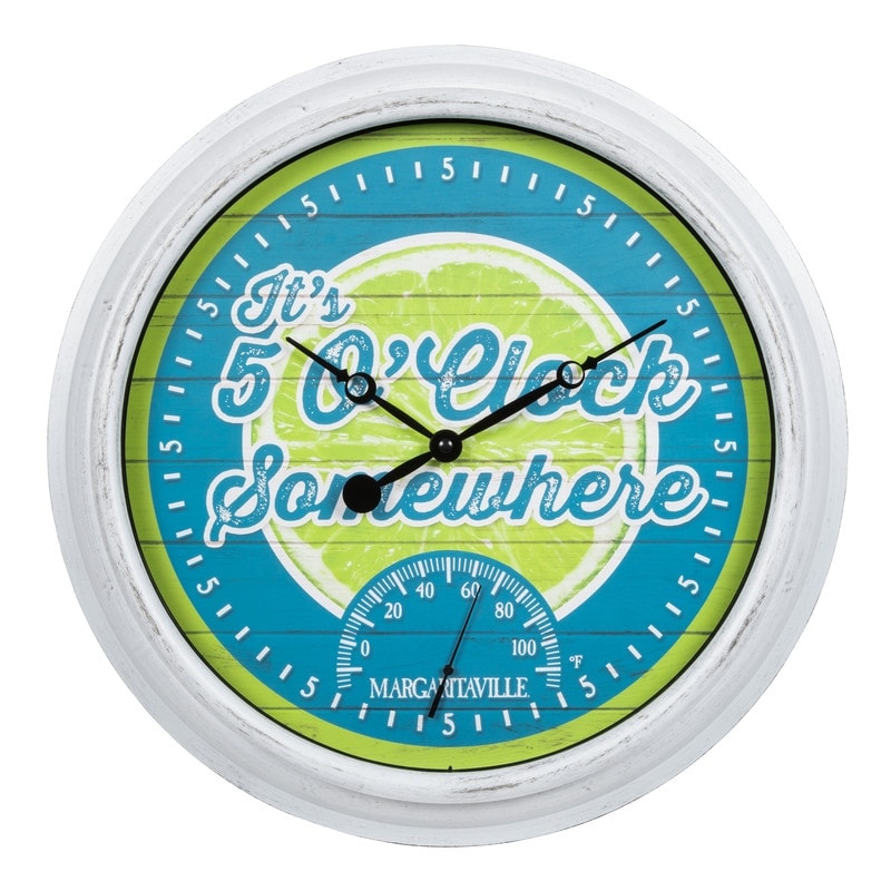 La Crosse 15.75 Margaritaville Outdoor Wall Clock w Temp