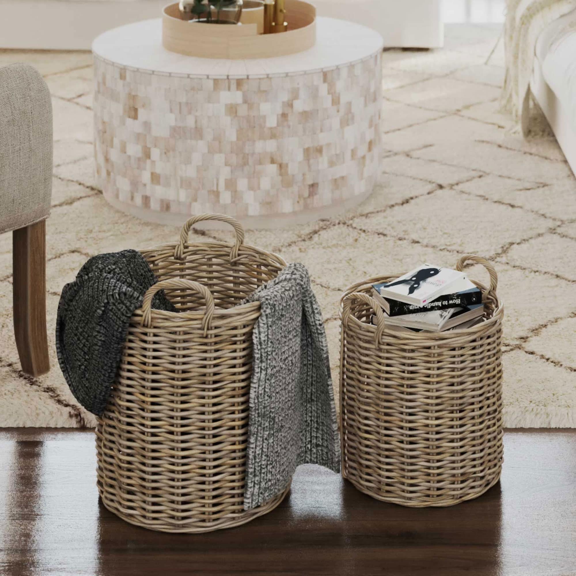 Handmade Natural Rattan Baskets (Set Of 2) by East at Main