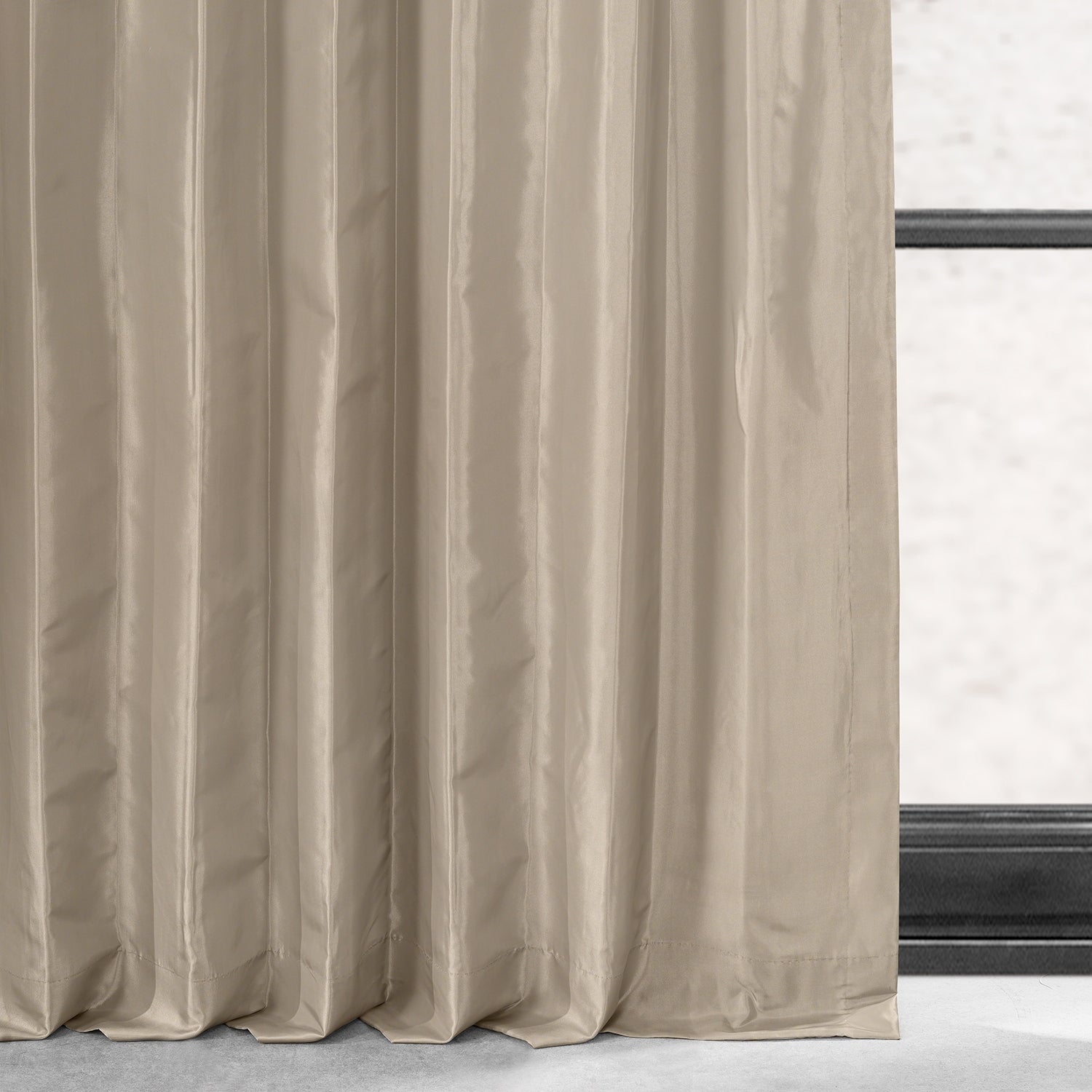 Exclusive Fabric Faux Silk Taffeta Solid Blackout Curtain (1 Panel)