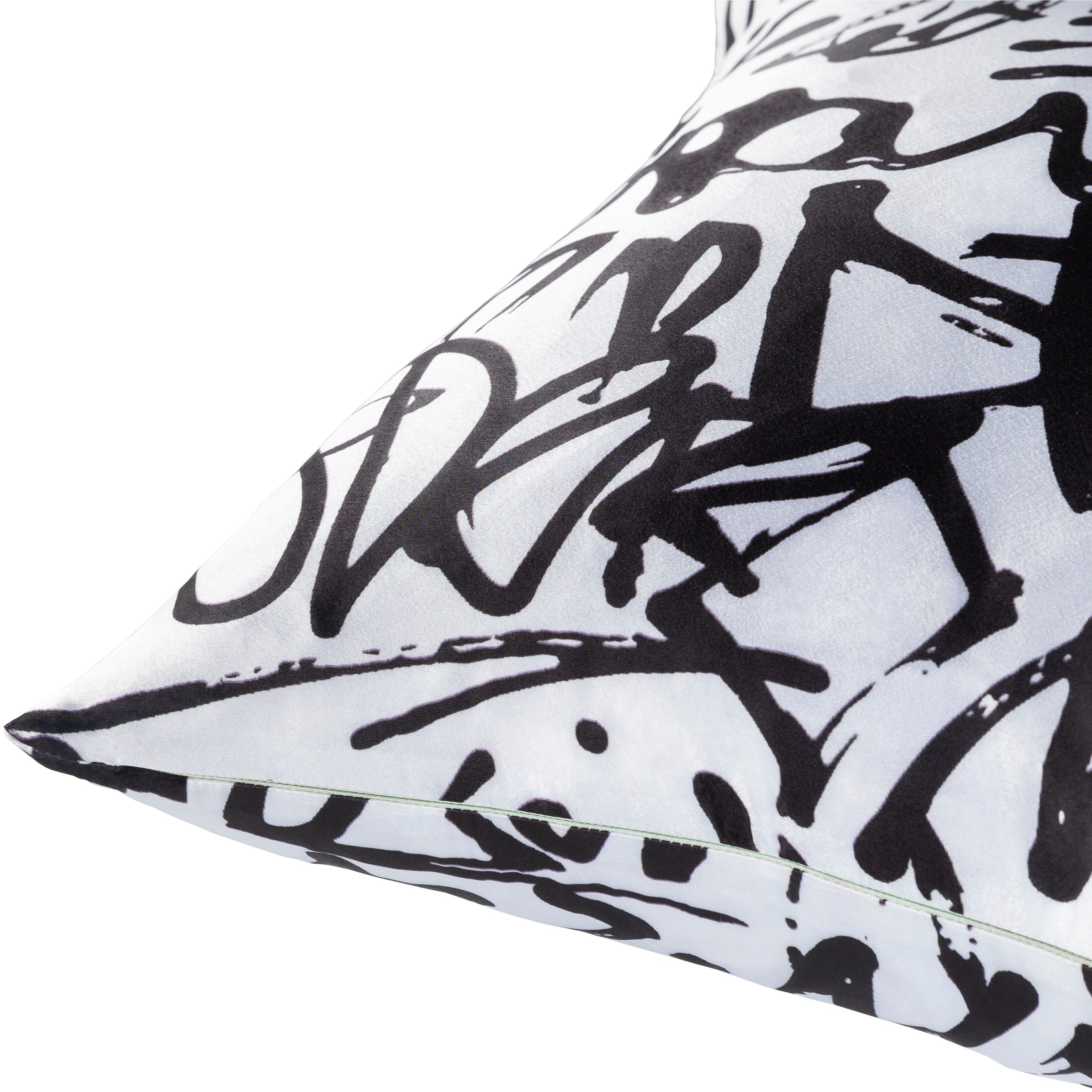 Artistic Weavers Scribe Abstract Writing Black and White Throw Pillow