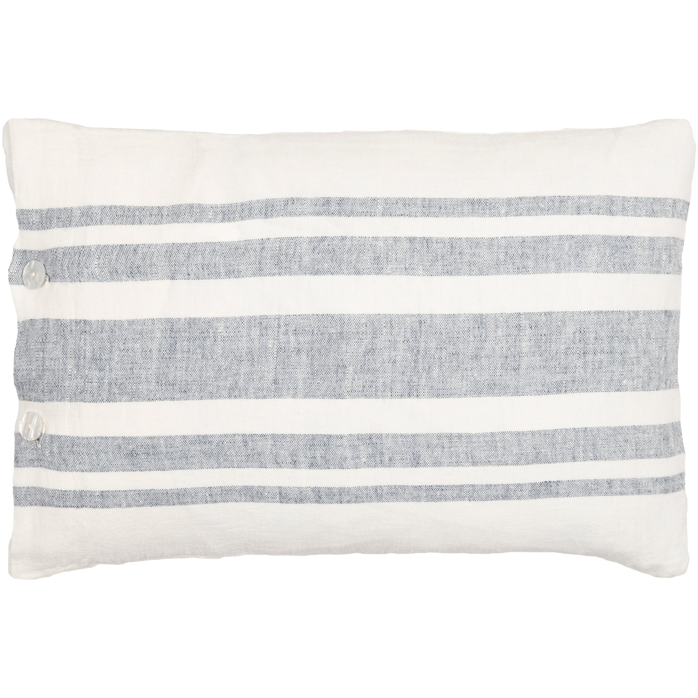 Sidrah Blue and Cream Linen Stripe Throw Pillow