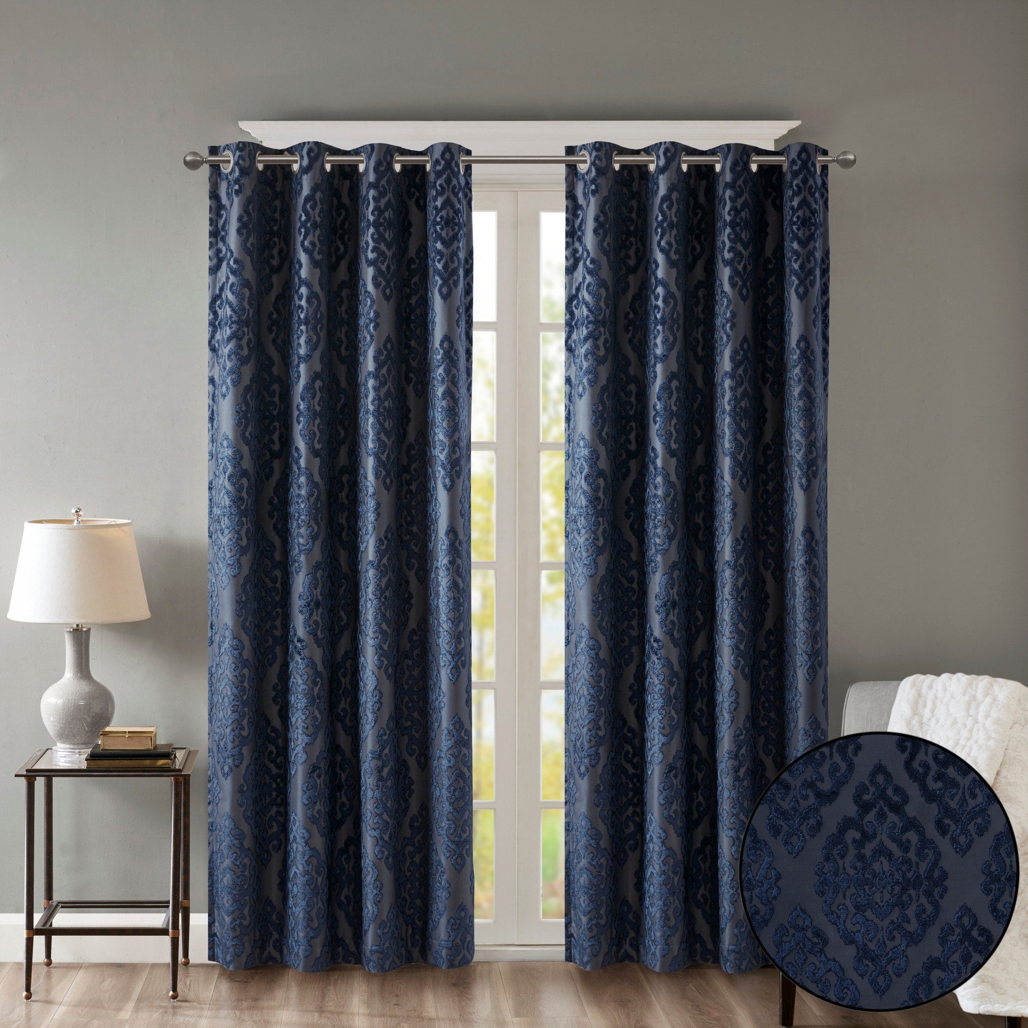 SunSmart Mirage Knitted Jacquard Total Blackout Grommet Window Curtain Panel