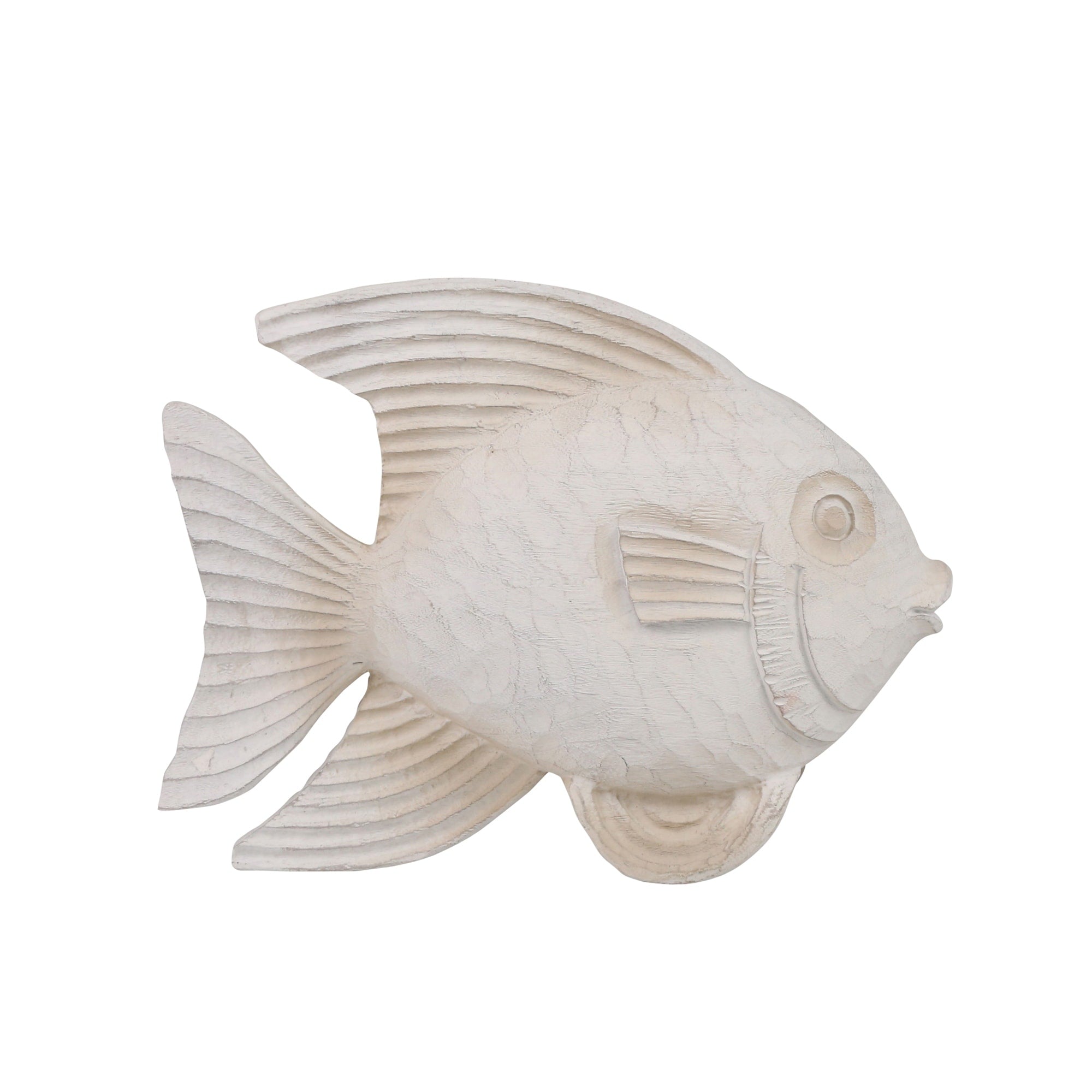 Sagebrook Home Coastal Whitewash Fish Sculpture for Living Room, Bedroom or Office Decor