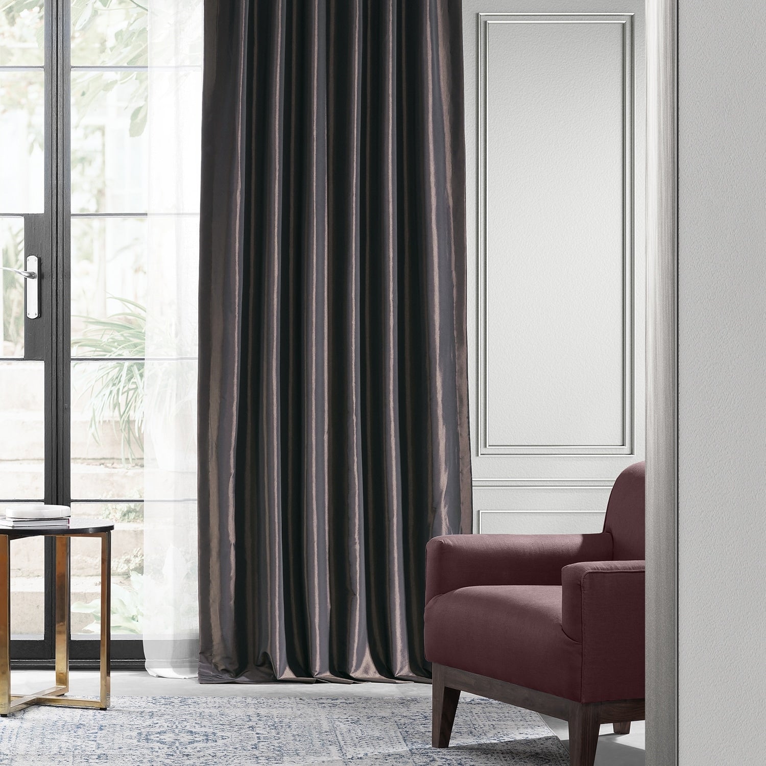 Exclusive Fabric Faux Silk Taffeta Solid Blackout Curtain (1 Panel)