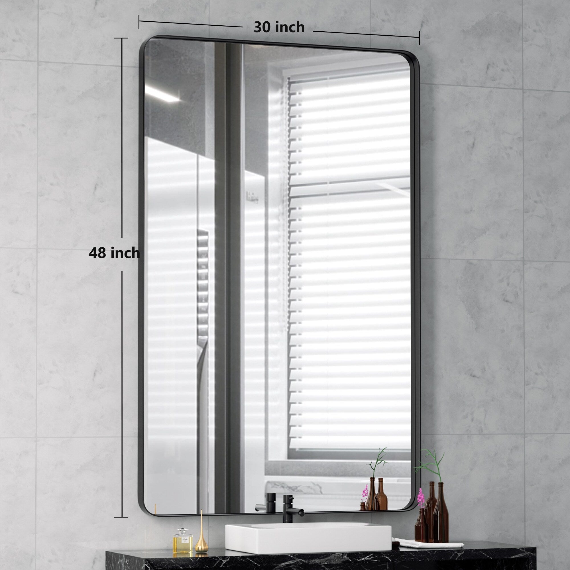 Stainless Steel Rectangular Mirror, Bathroom Mirror, Dressing Mirror, Wall Mirror, Decorative Mirror