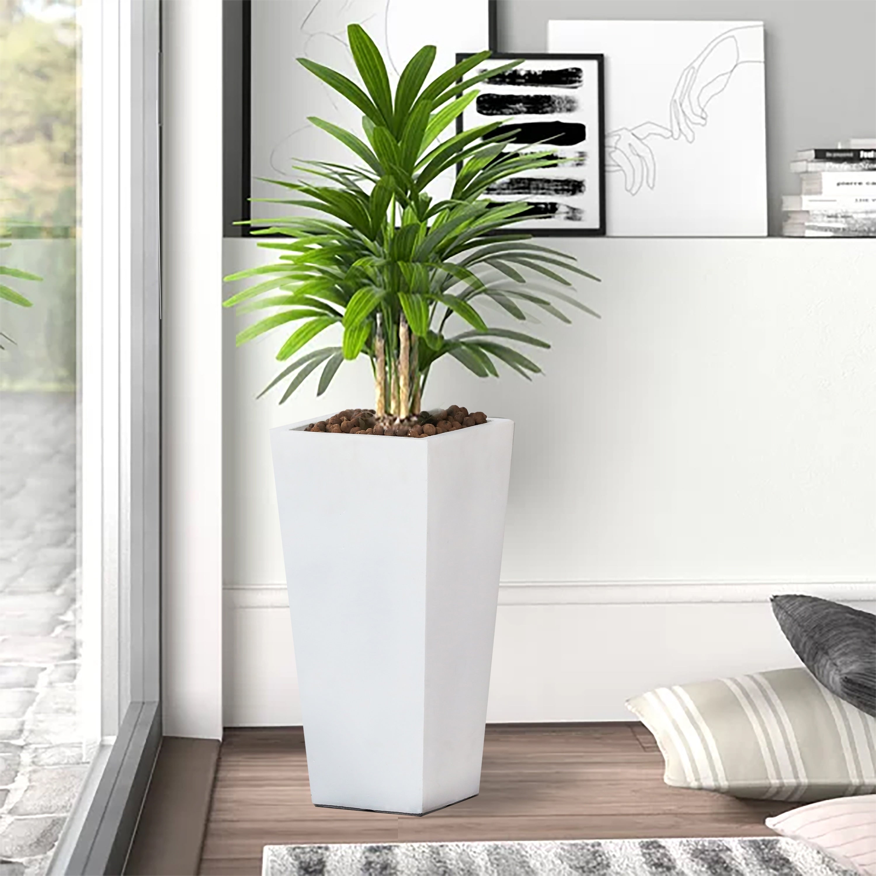 White Tall Square Tapered Indoor & Outdoor Planter