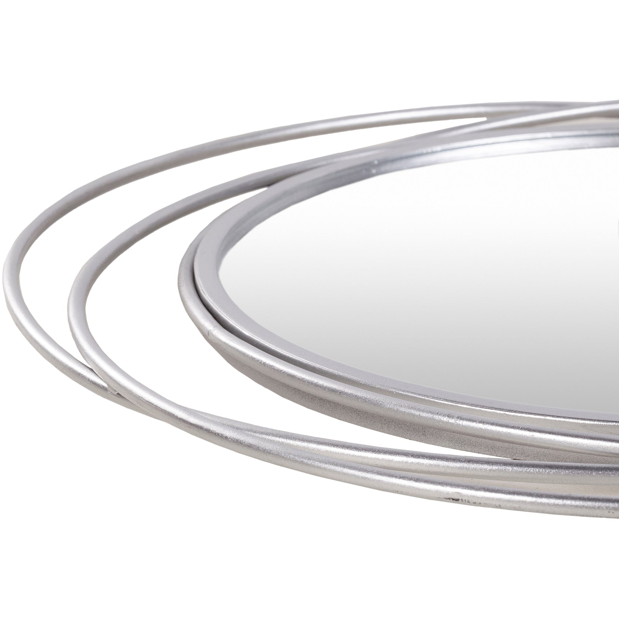 Livabliss Kindra Modern Circles Silver Round Mirror