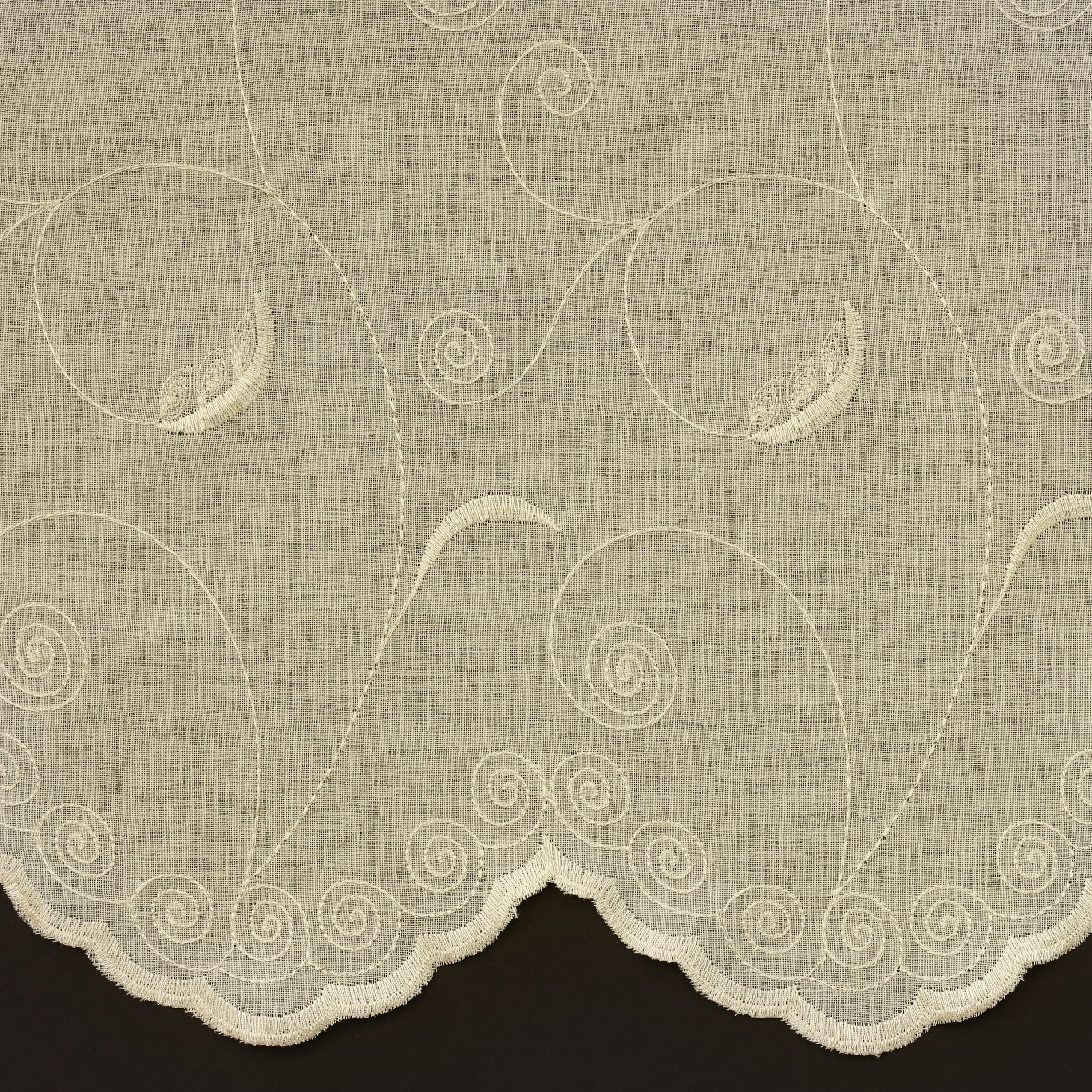 Hathaway Scroll Motif Embroidered Double Scalloped Valance by Habitat - 54 x 17