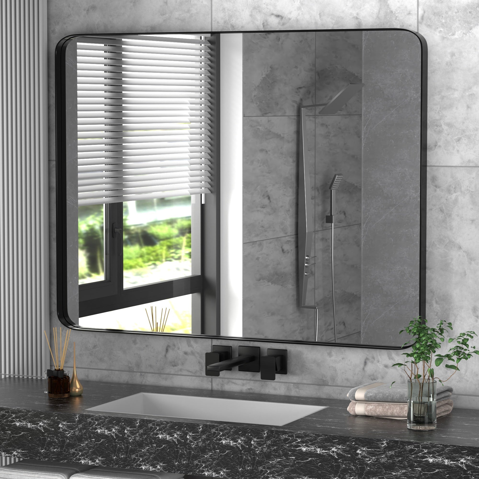 Stainless Steel Rectangular Mirror, Bathroom Mirror, Dressing Mirror, Wall Mirror, Decorative Mirror