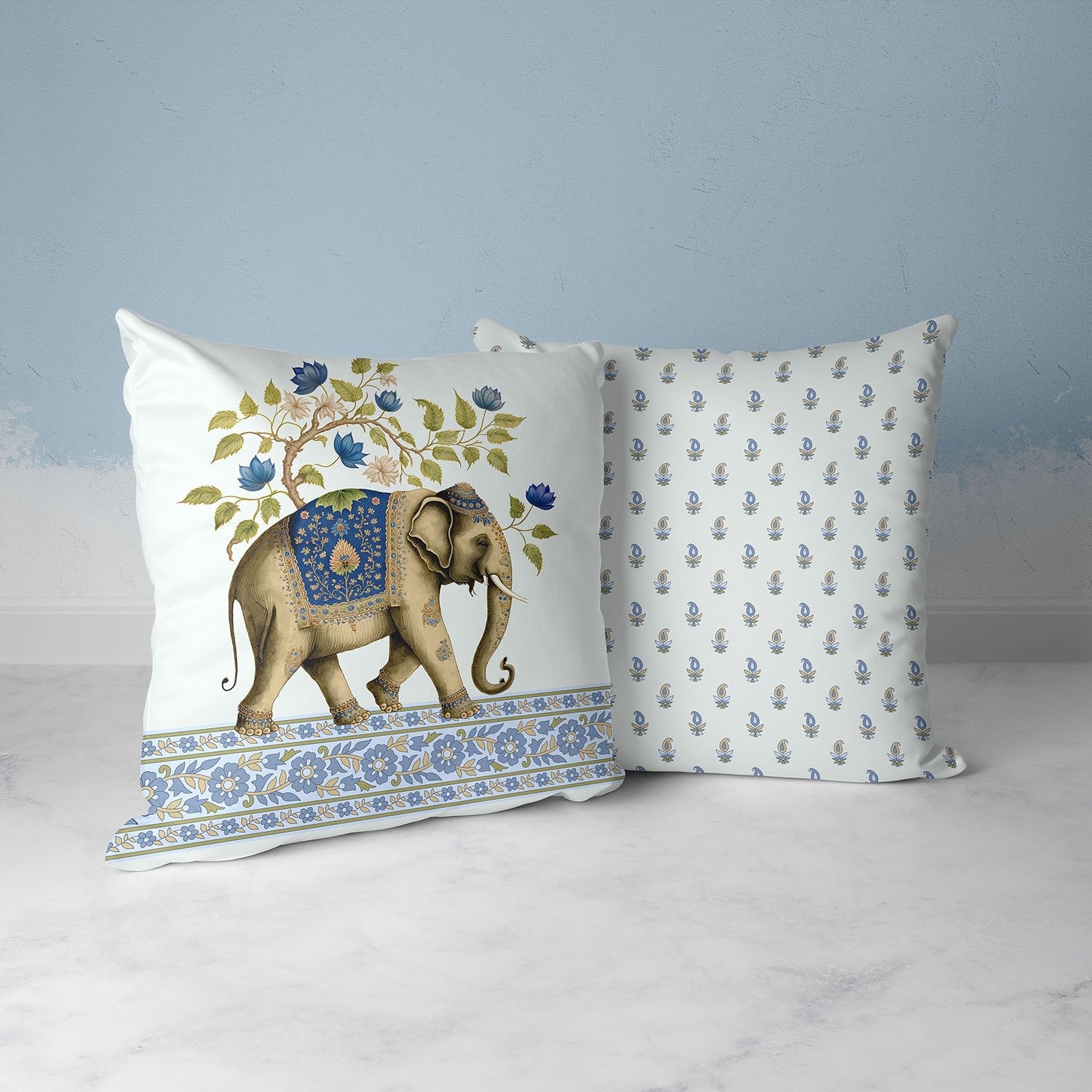 Amrita Sen Elephant Paradise Indoor Outdoor Pillow