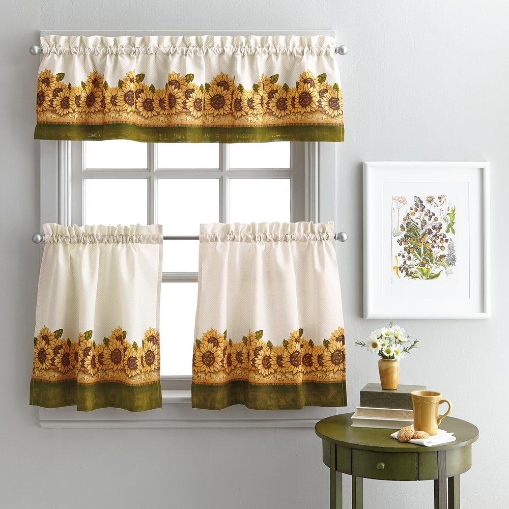 Curtainworks Happy Sunflower Garden Kitchen Tier Set - 36 in. - 3 Pc Set