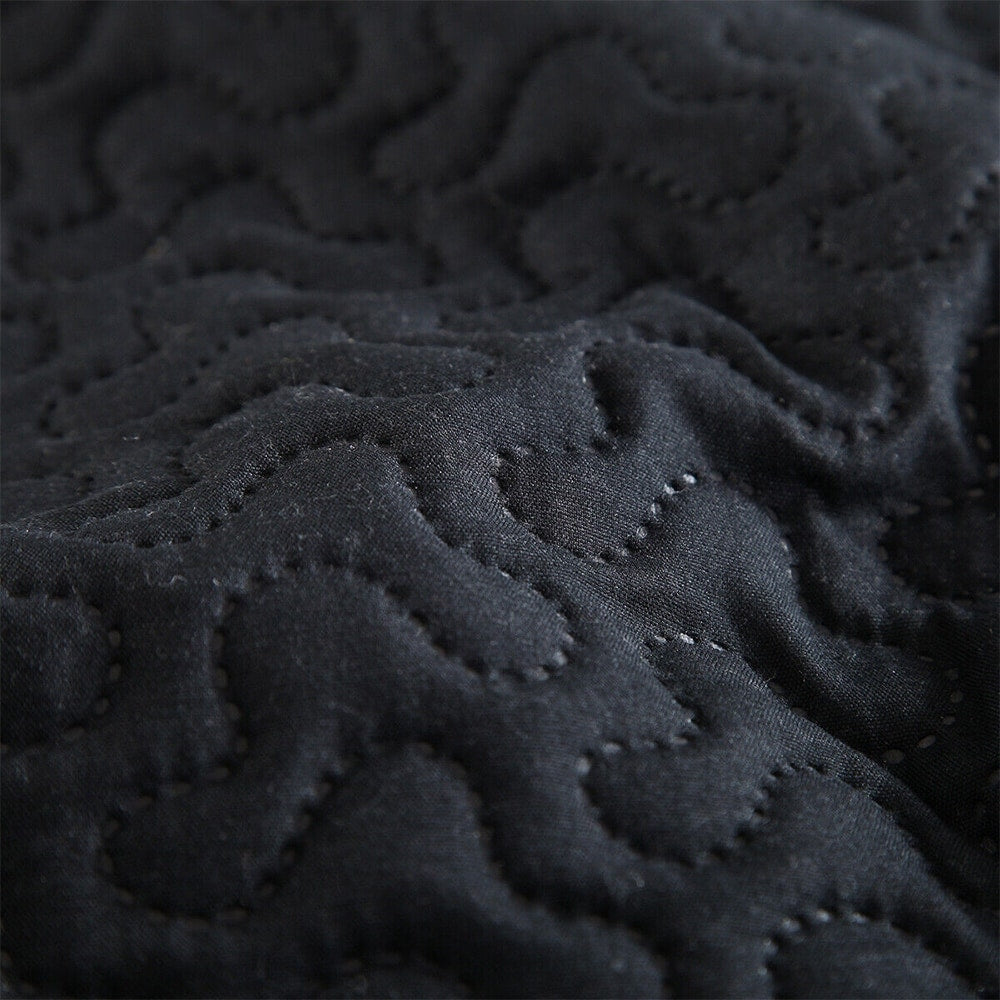 Embossed Reversible Bedspread Coverlet Quilt Set Queen Black Coin