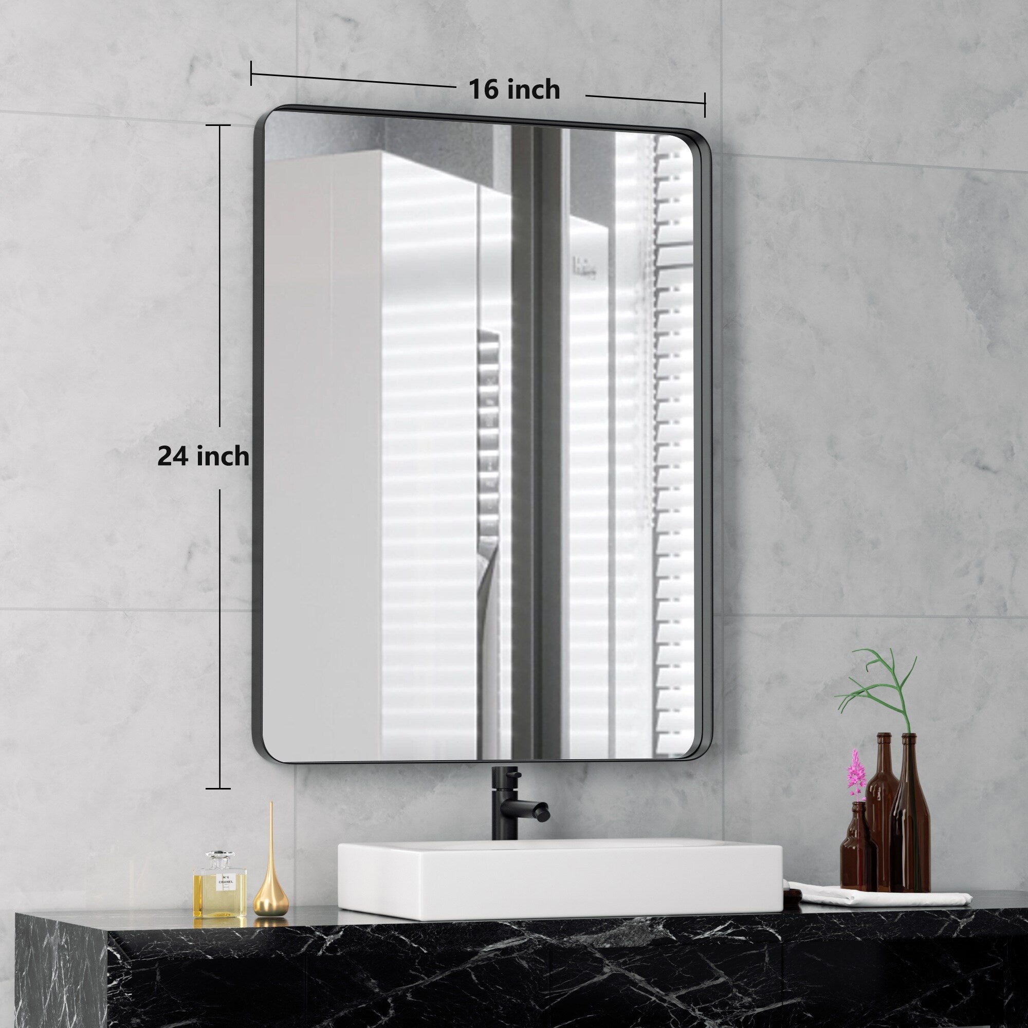 Stainless Steel Rectangular Mirror, Bathroom Mirror, Dressing Mirror, Wall Mirror, Decorative Mirror