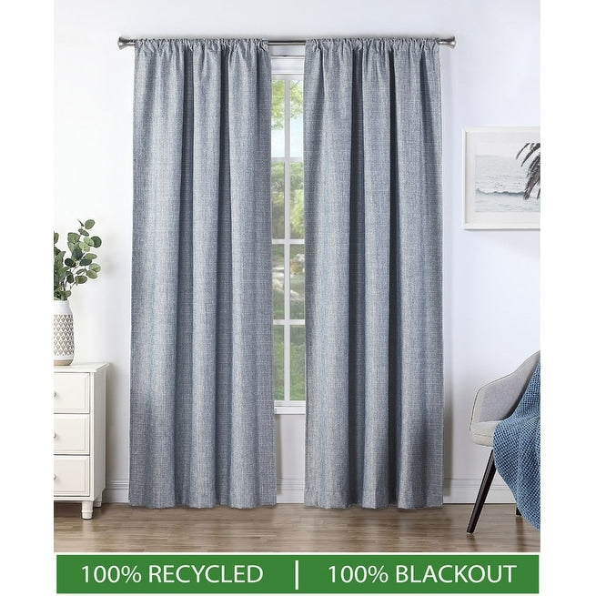 B.Smith Recycled Textured Total Blackout Curtain, 2 Panels