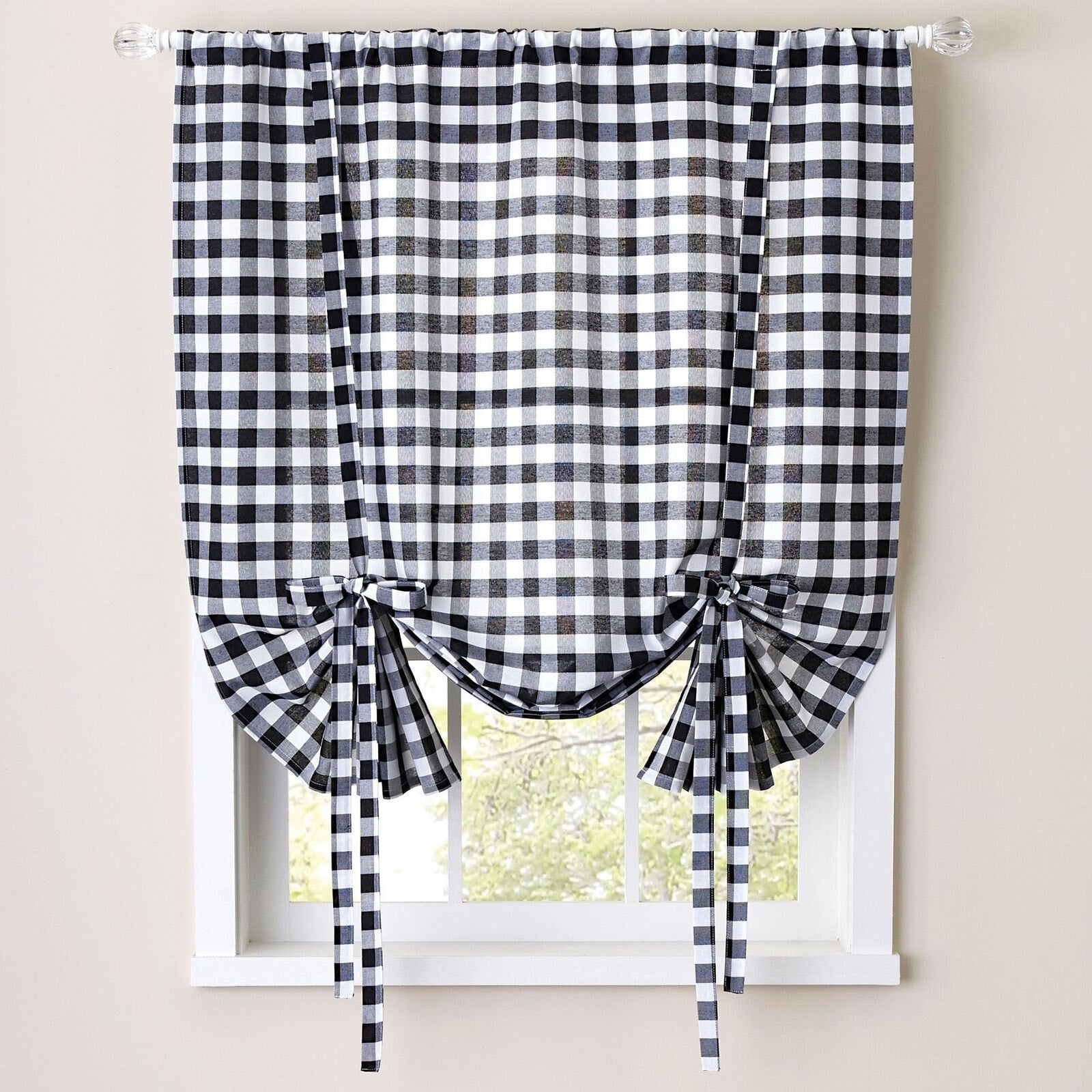 Buffalo Check Gingham Tie Up Window Shade 42 x 63