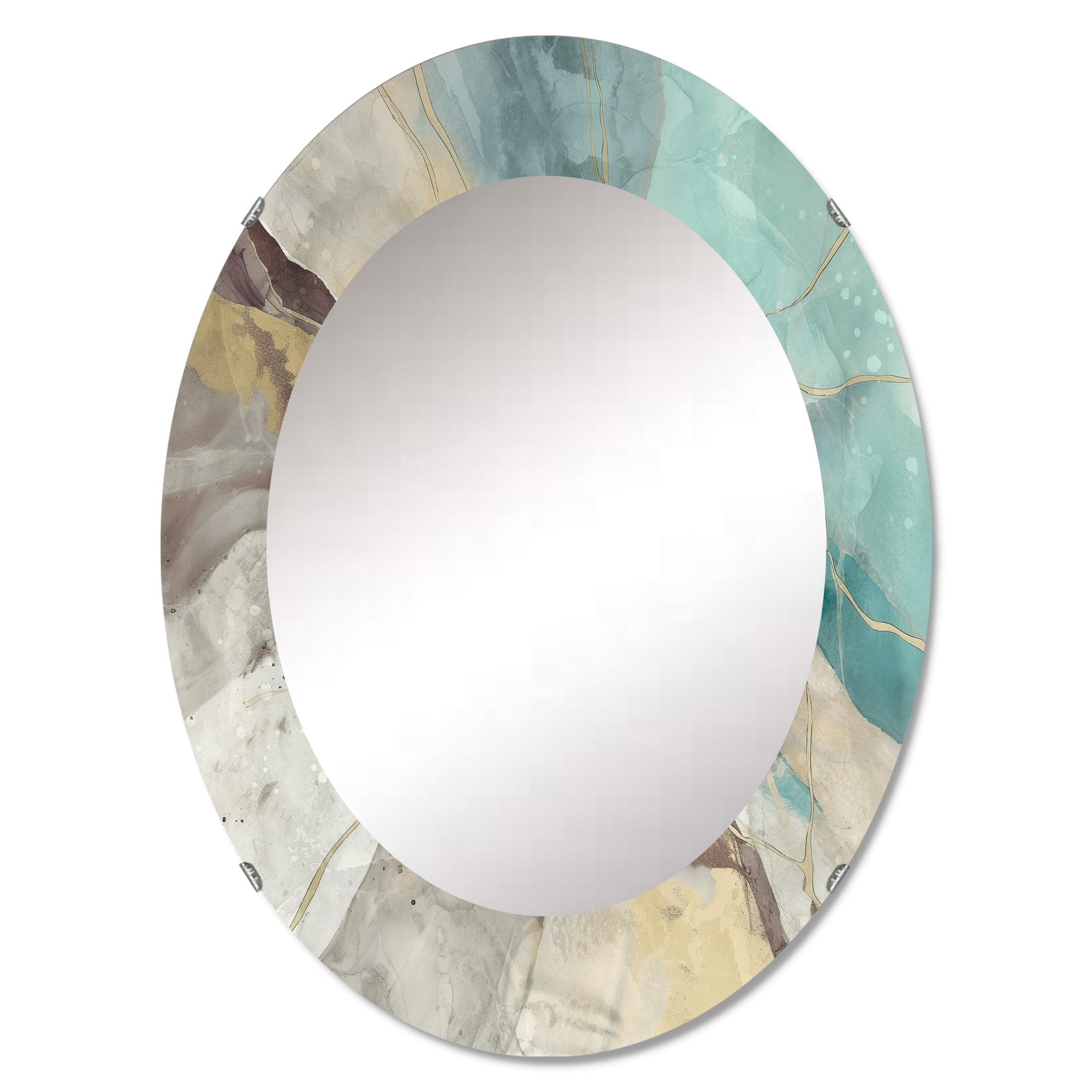 Designart 'Ocean Floor' Printed Modern WallMirror - Frameless Oval or Round Wall Mirror - Multi