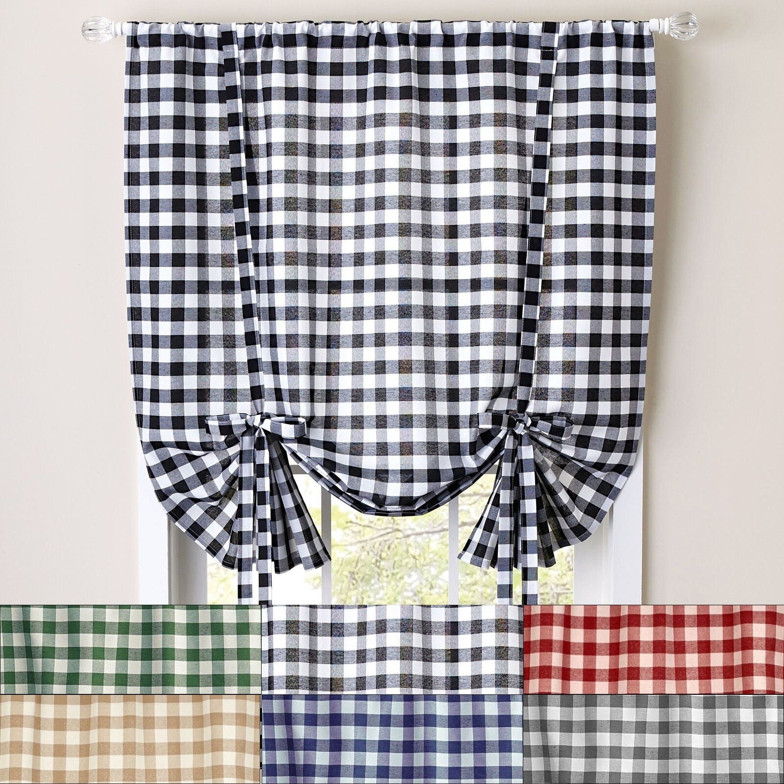 Buffalo Check Gingham Tie Up Window Shade 42 x 63