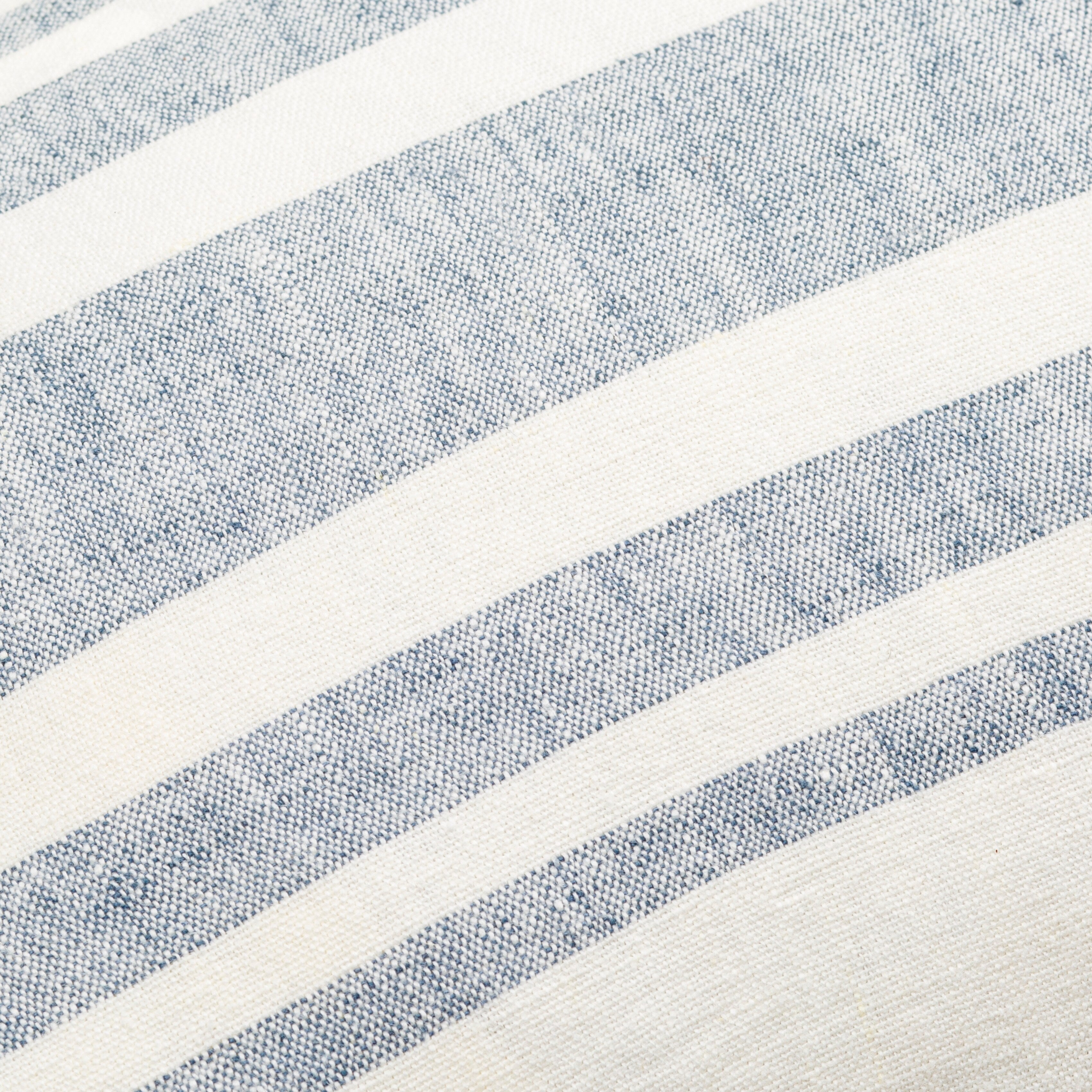 Sidrah Blue and Cream Linen Stripe Throw Pillow