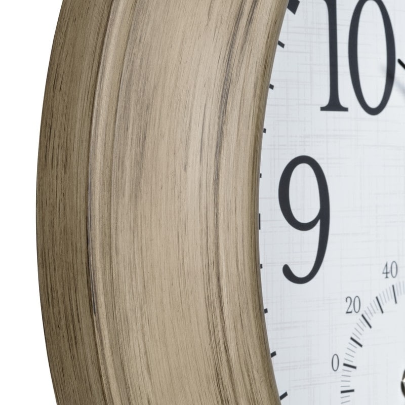 La Crosse 404-18027-INT 18 Outdoor Tan Atomic Analog Temp Wall Clock