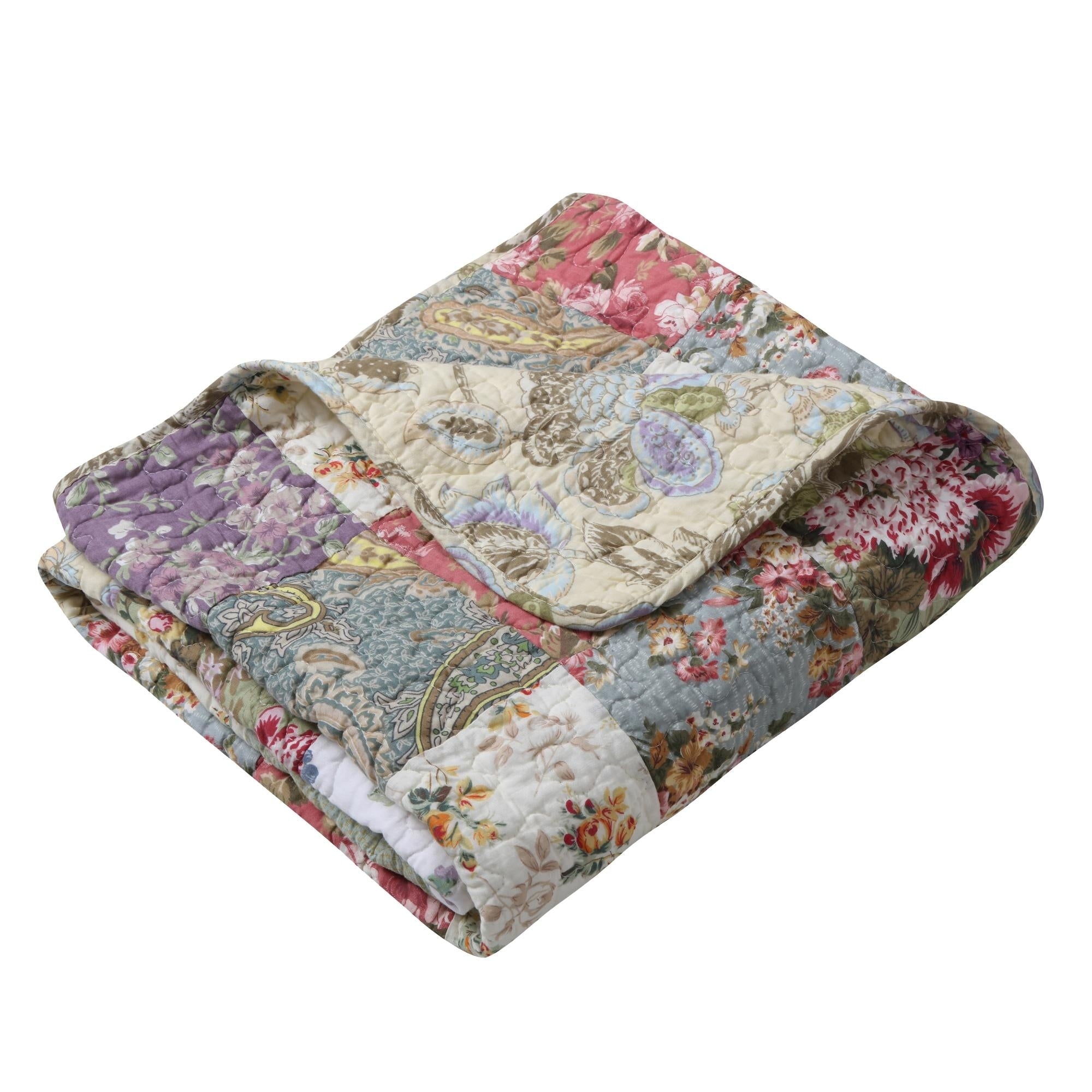 Greenland Home Fashions Blooming Prairie 100% Cotton Authentic Patchwork Throw Quilt