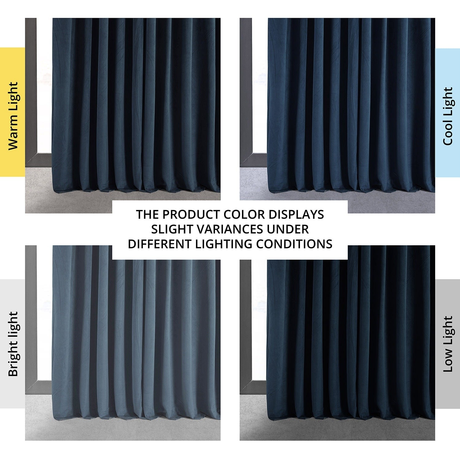 Exclusive Fabrics Signature Extra Wide Midnight Blue Velvet Blackout Curtain (1 Panel) - Luxurious Blackout Drapery