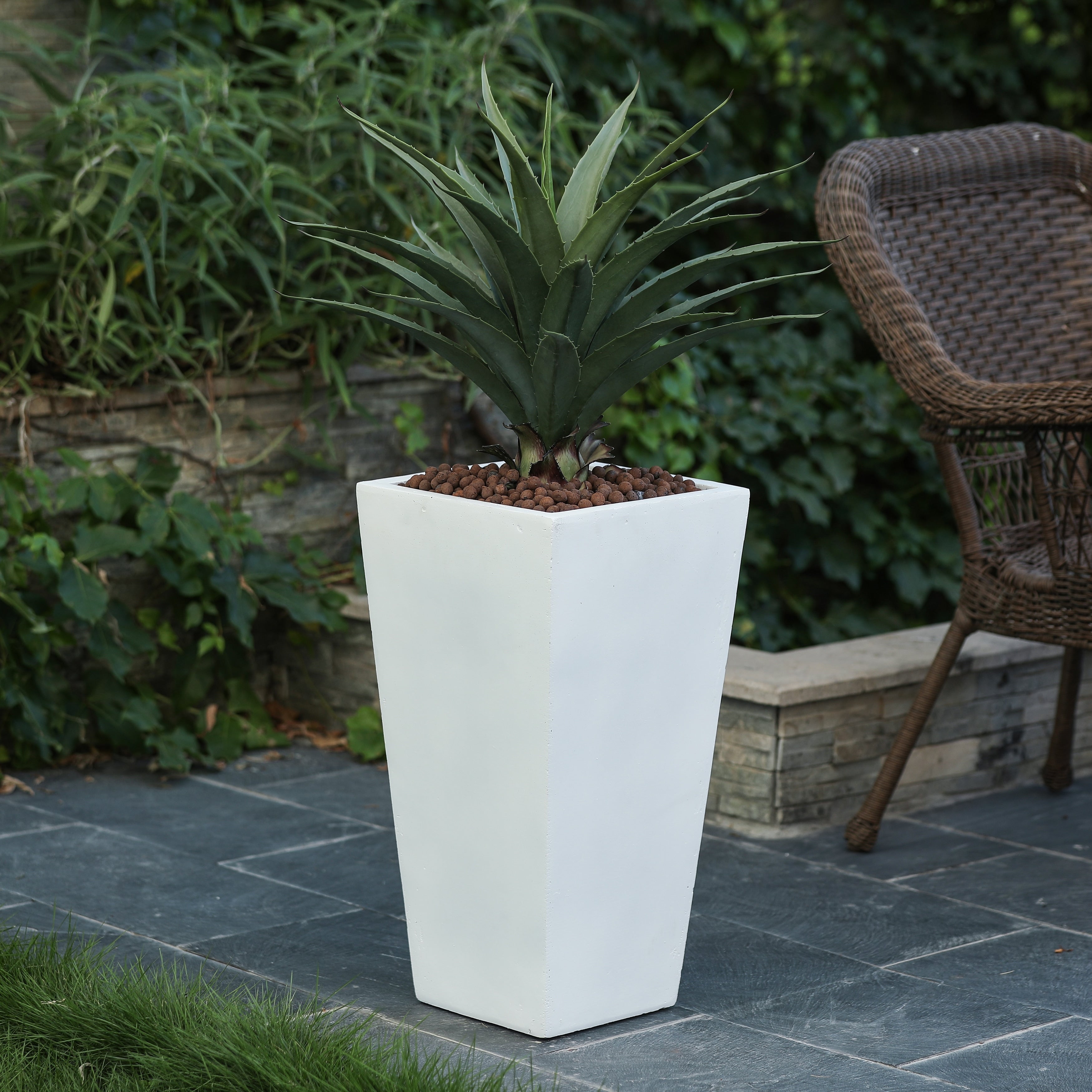 White Tall Square Tapered Indoor & Outdoor Planter