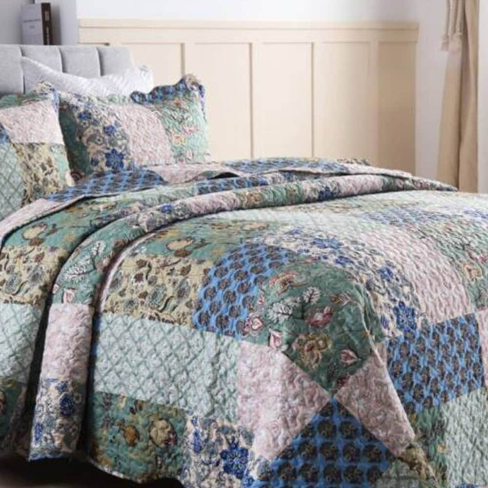 3Pcs Printed Quilts Bedspreads Set Bedding Coverlet Set King