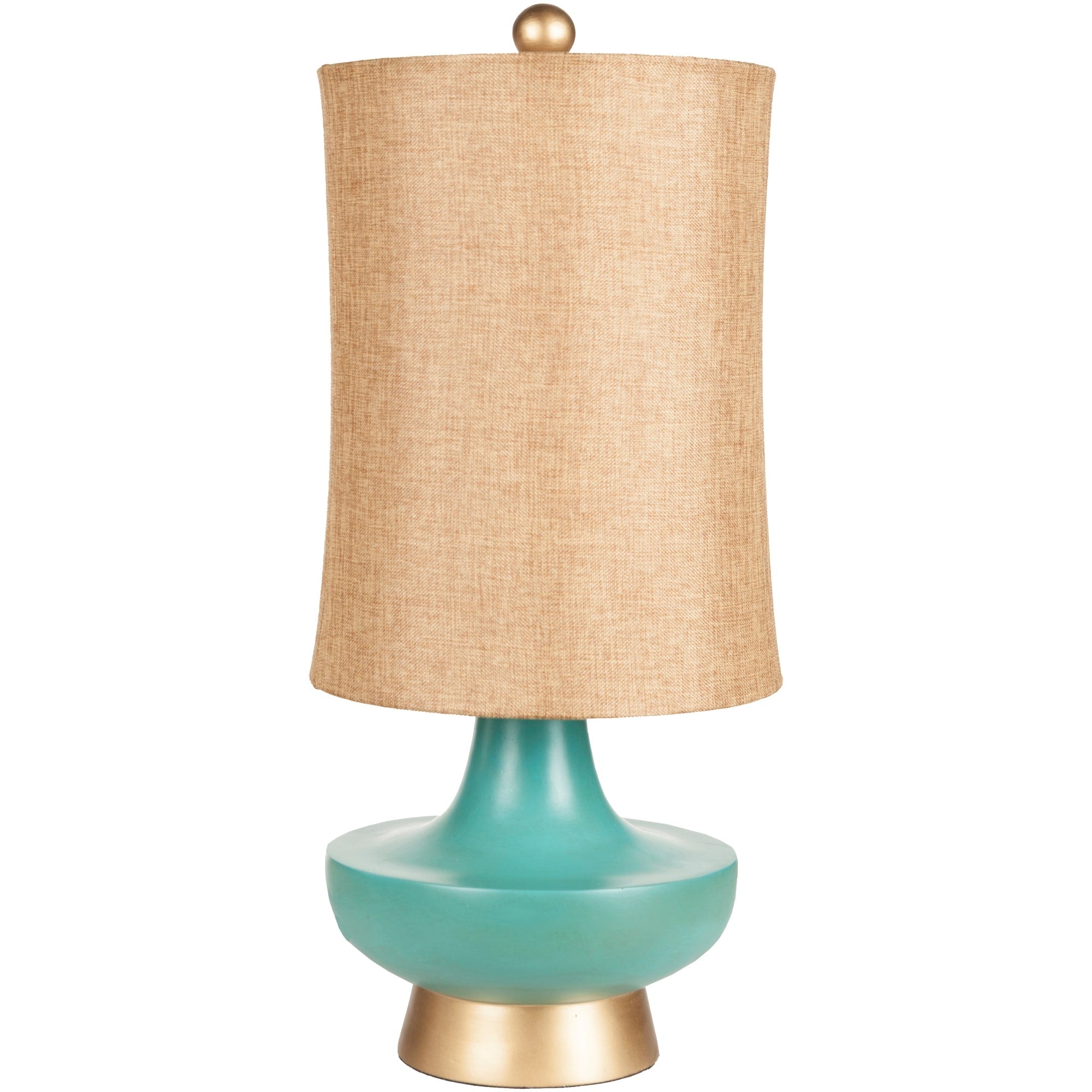 Livabliss Turquoise over Bronze Natural Shade Lamp