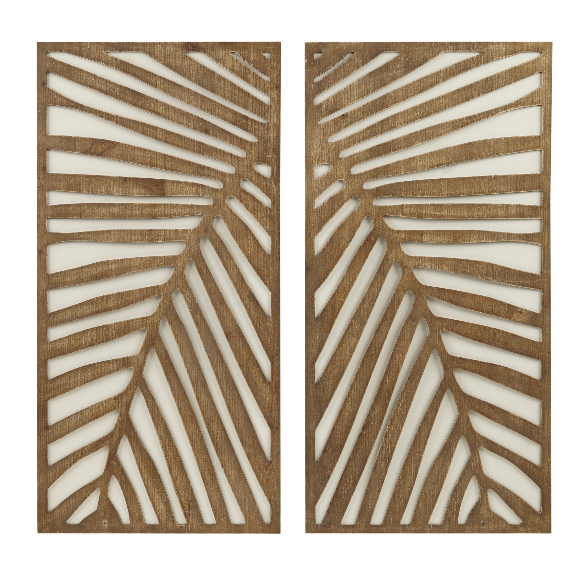 Madison Park Birch Palms Two-tone Wood Panel Wall Décor (Set of 2)