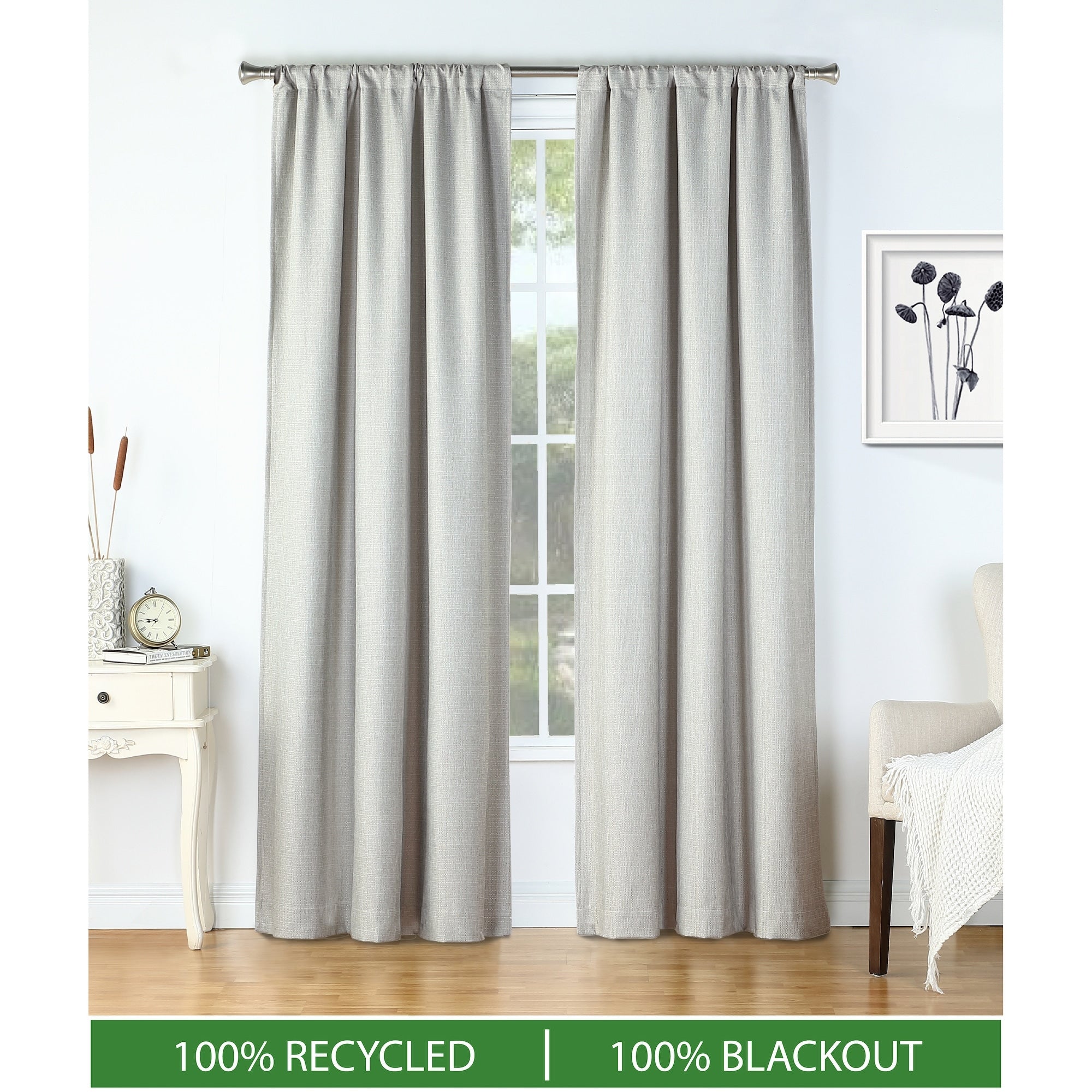 B.Smith Recycled Textured Total Blackout Curtain, 2 Panels