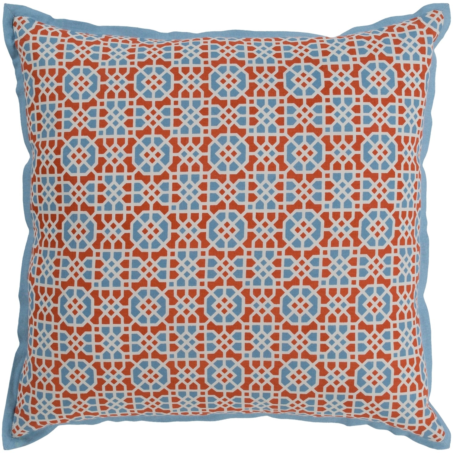 Nadica Geometric Sky Blue Feather Down or Poly Filled Throw Pillow 22-inch