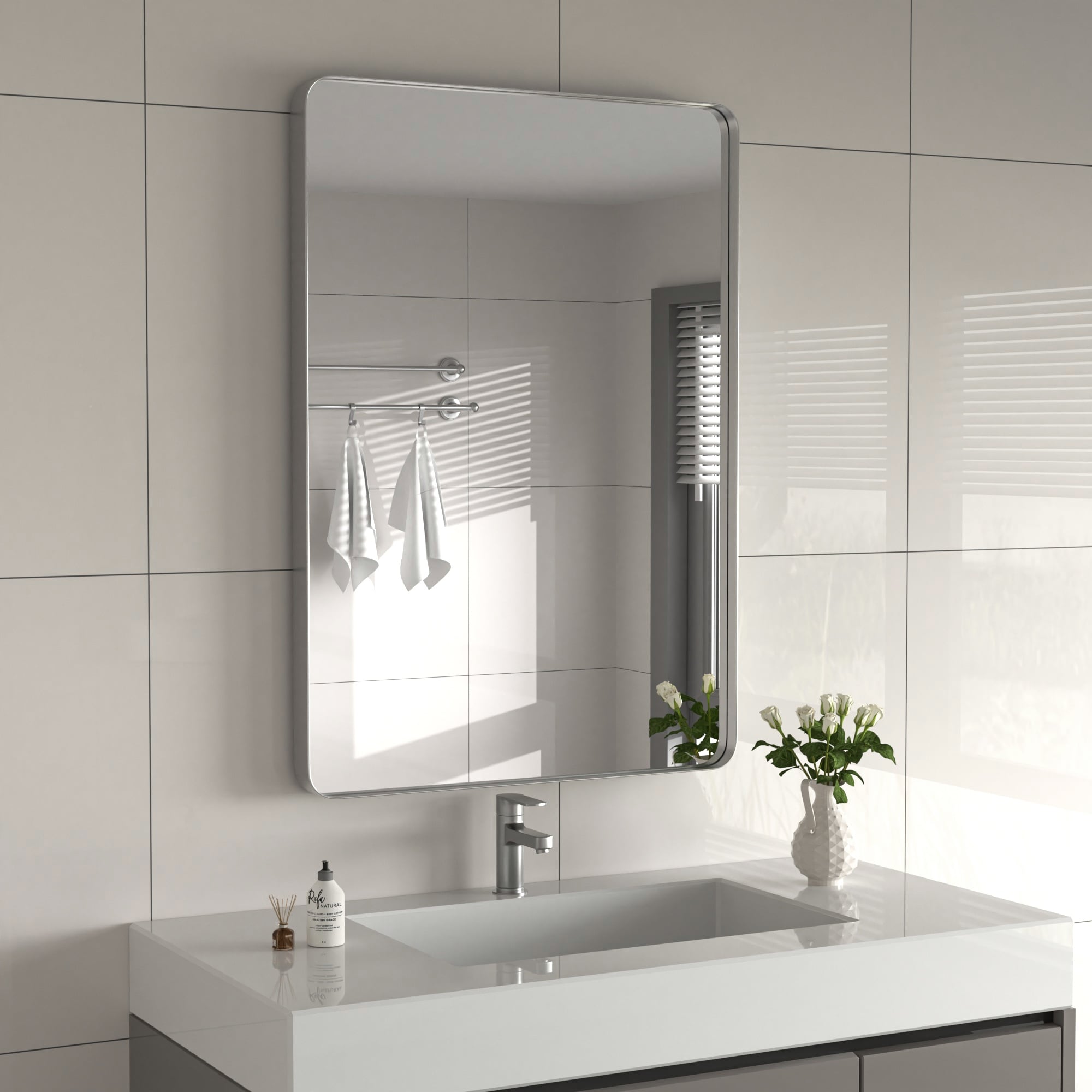 Stainless Steel Rectangular Mirror, Bathroom Mirror, Dressing Mirror, Wall Mirror, Decorative Mirror