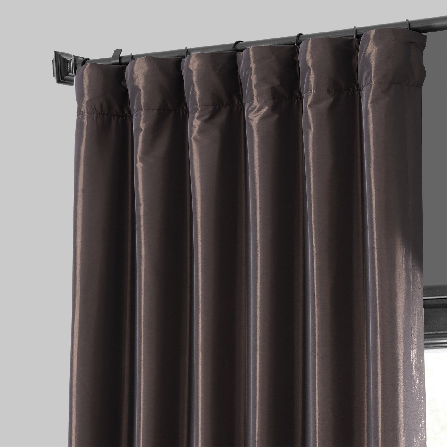 Exclusive Fabric Faux Silk Taffeta Solid Blackout Curtain (1 Panel)