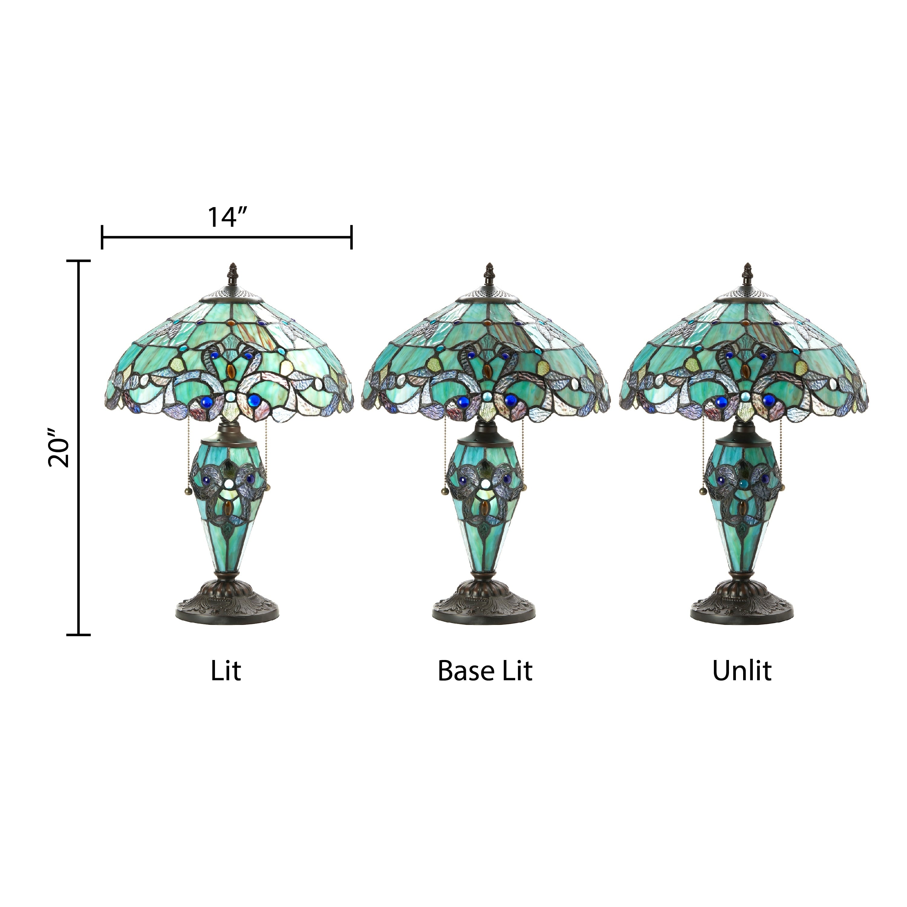 Gracewood Hollow Khelladi 20H Stained Glass Multicolored Magna Carta Table Lamp - 14L x 14W x 20H