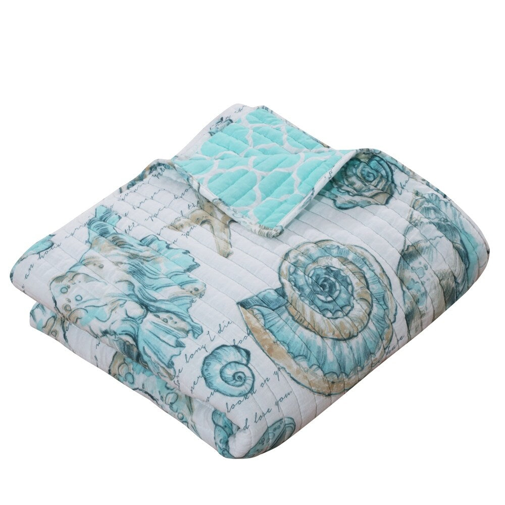 Barefoot Bungalow Cruz Coastal Quilted Throw Blanket, 50x60-inch