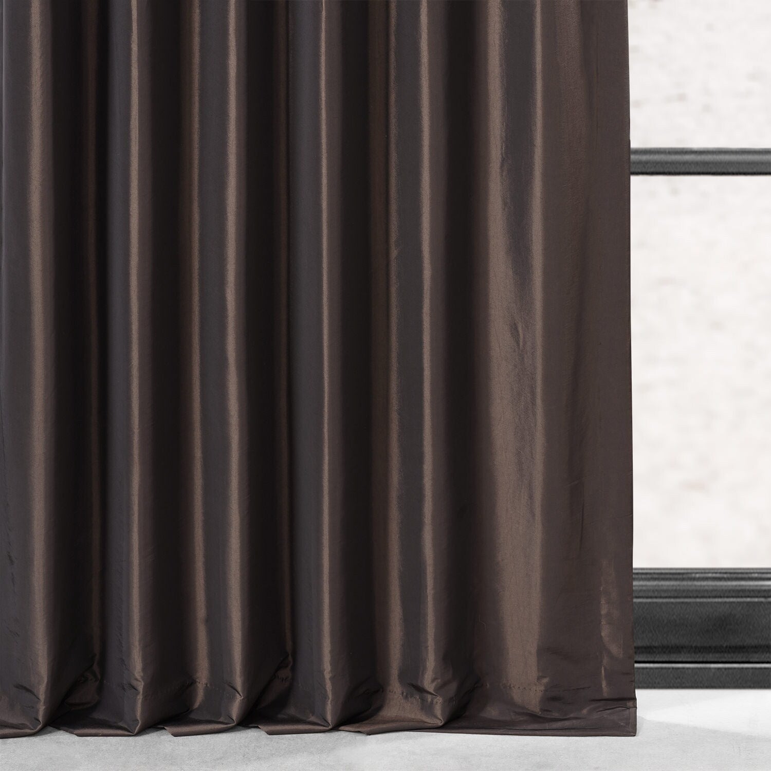 Exclusive Fabric Faux Silk Taffeta Solid Blackout Curtain (1 Panel)