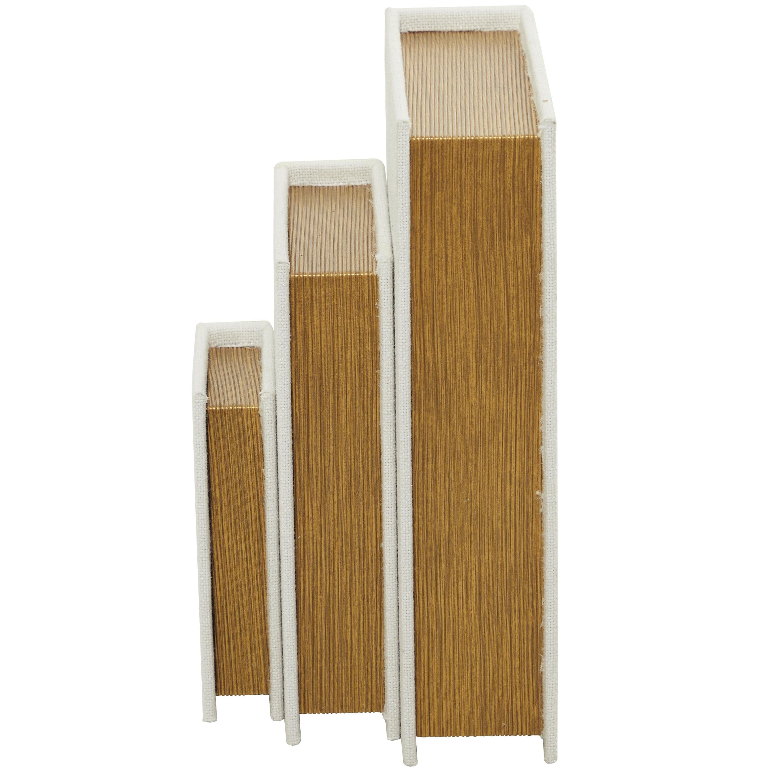 Linen Leather or Wooden Fabric Storage Book Decorative Box - Set of 3 or 4 Multi Colored - Roche River Decor