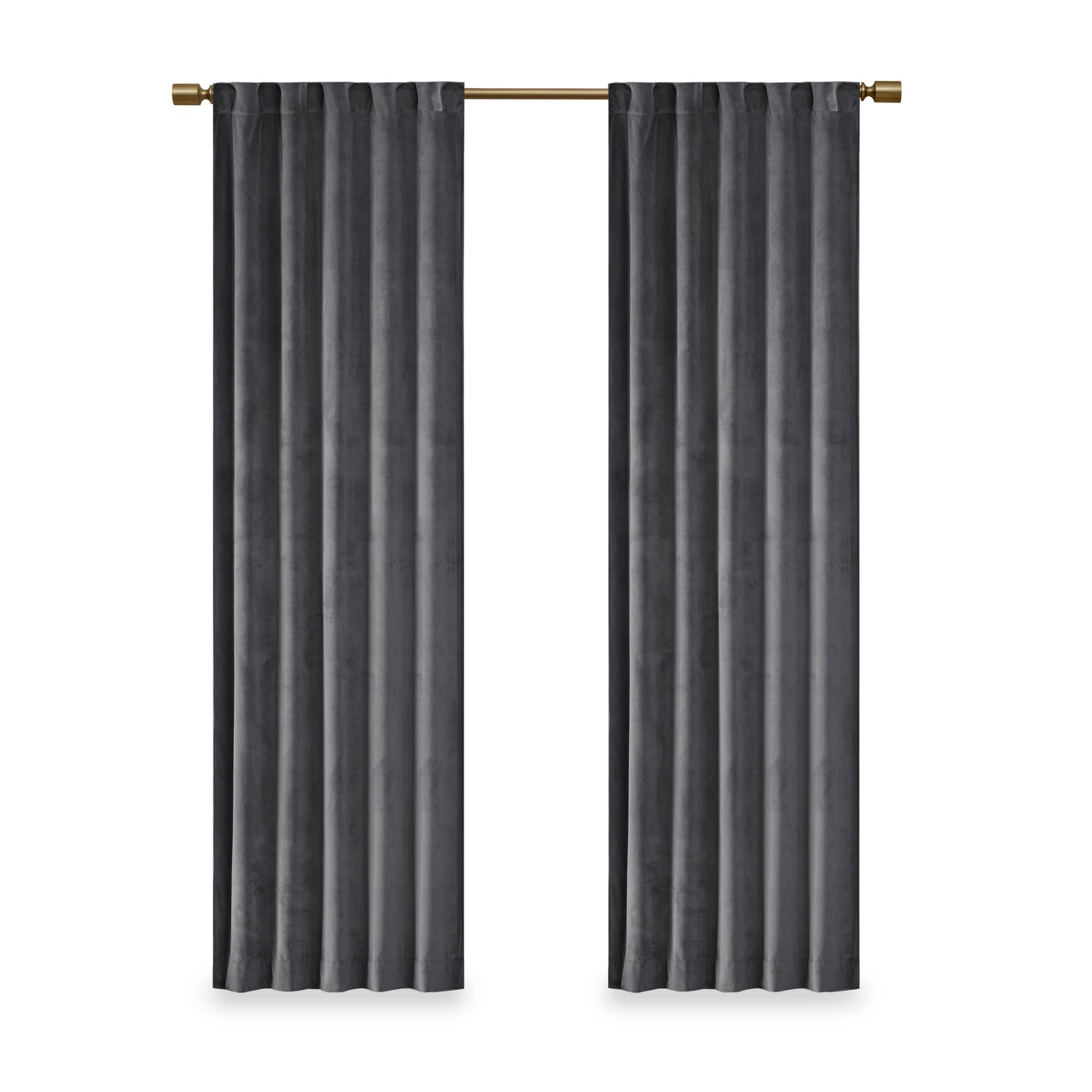 510 Design Garett Room Darkening Poly Velvet Rod Pocket/Back Tab Curtain Panel Pair