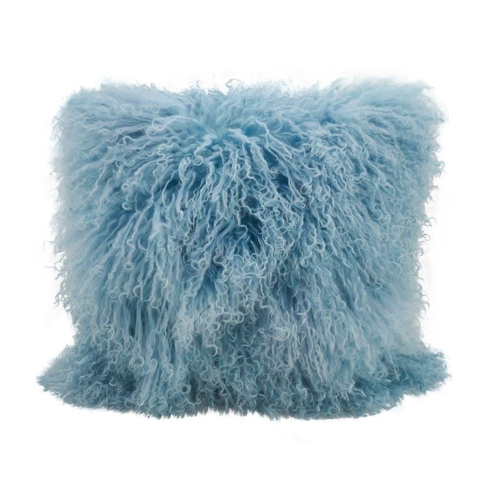 Wool Mongolian Lamb Fur Decorative Throw Pillow