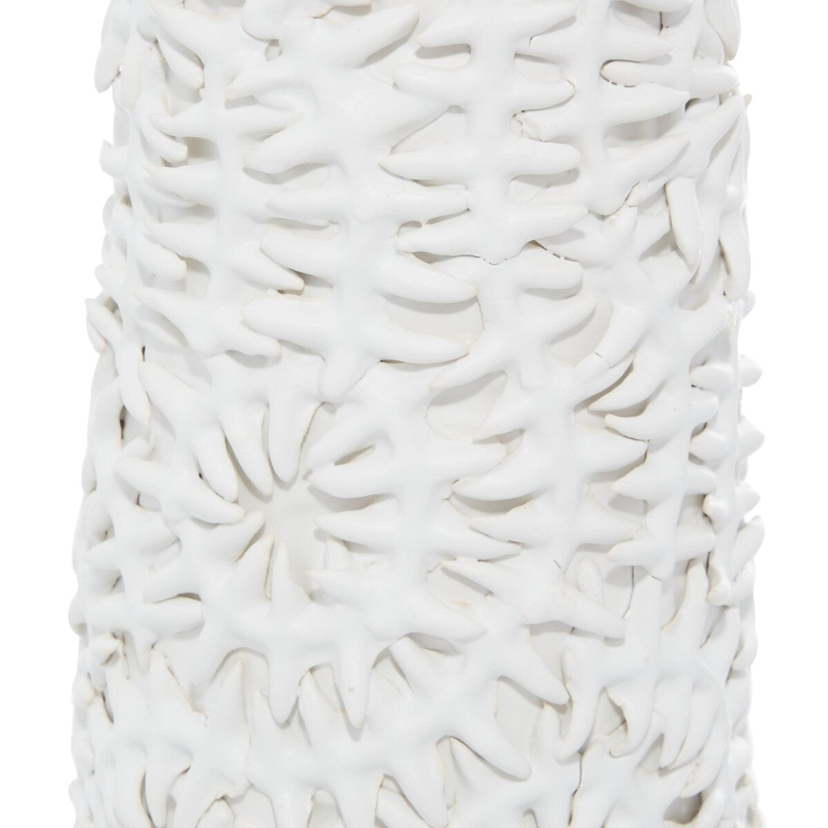 Ceramic Leaf Embossed Decorative Vase - White - Roche River Decor