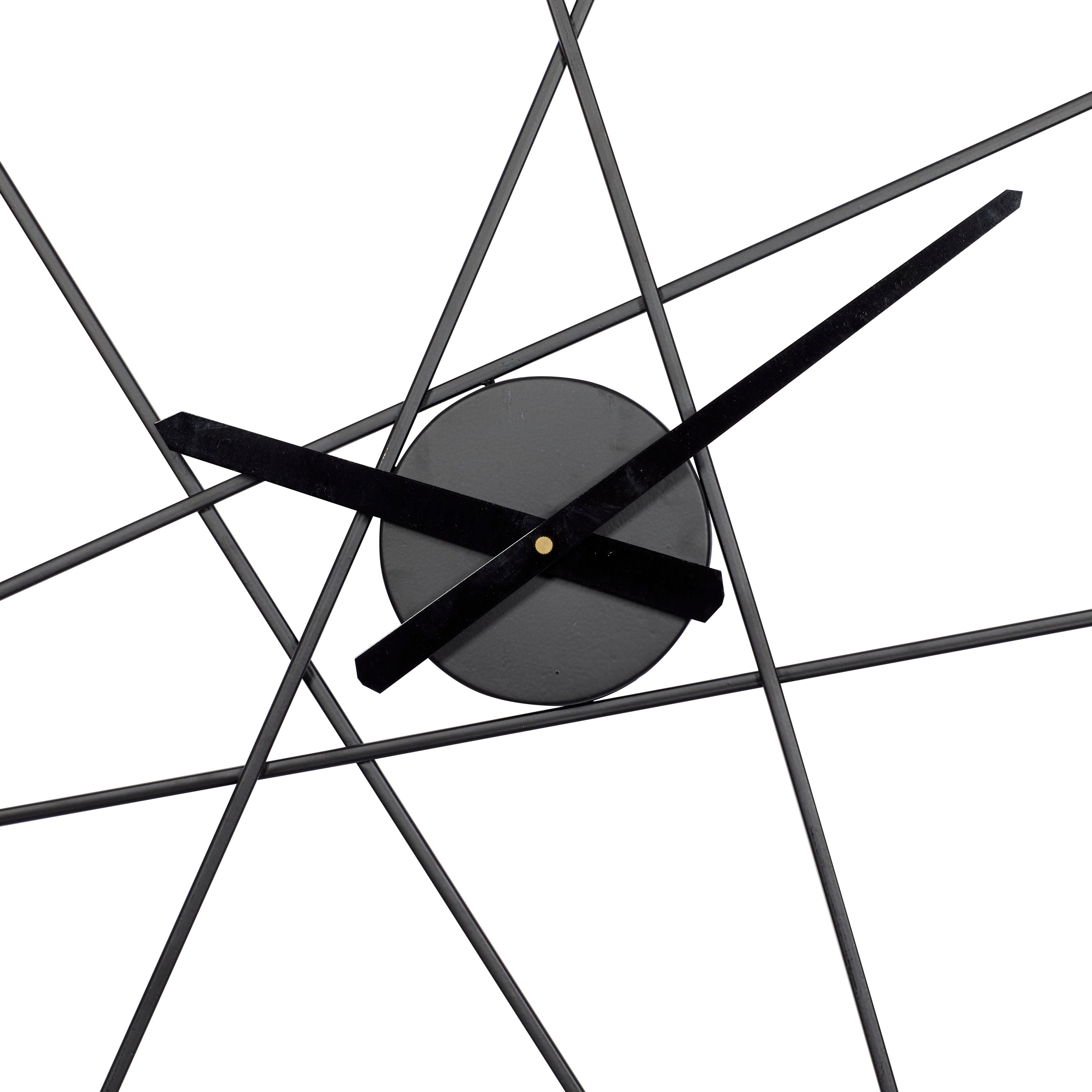 Black Iron Simple Modern Contemporary Abstract Round Wall Clock 24 - 24 x 2 x 24