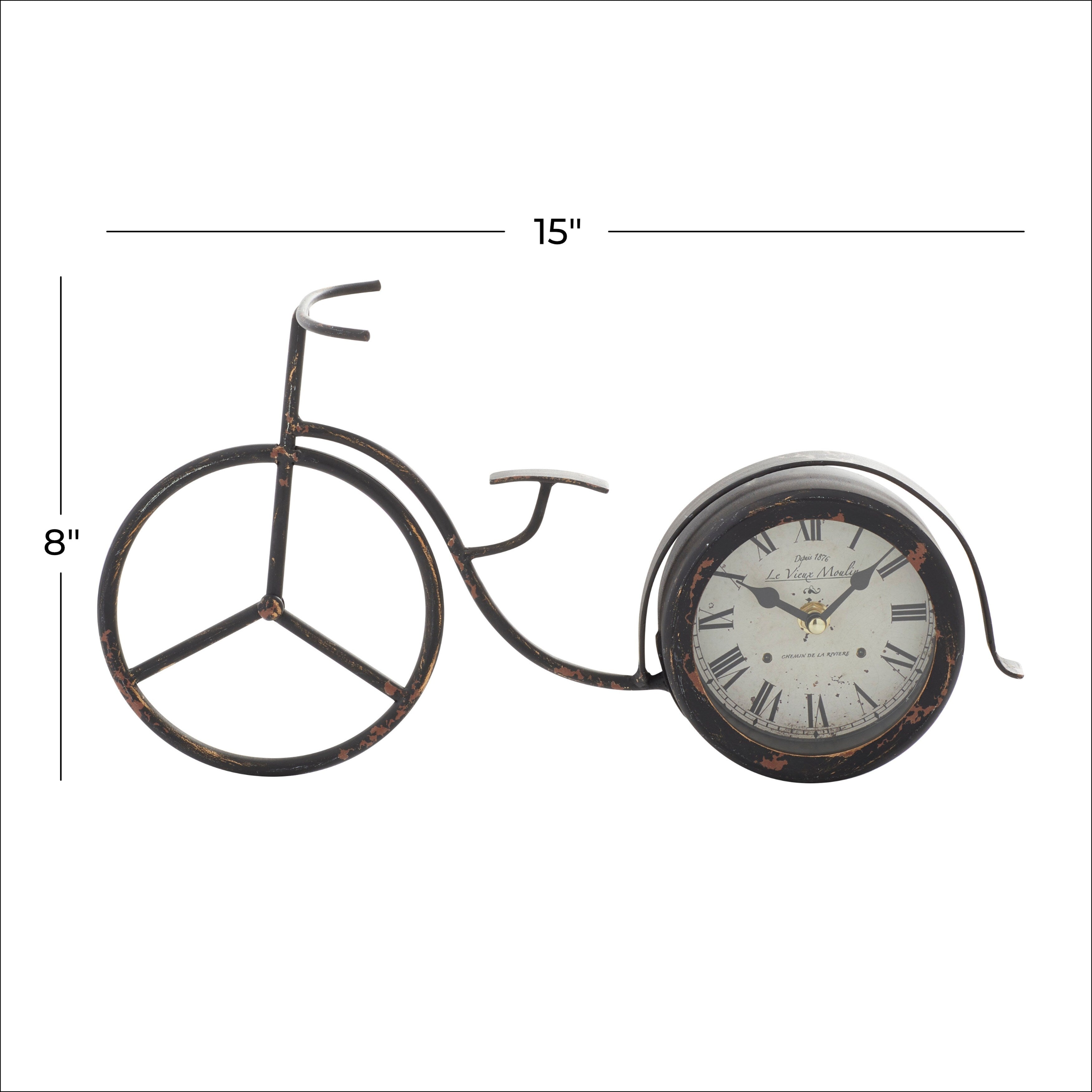 Black Iron Farmhouse Clock 8 x 15 x 4 - 15 x 4 x 8